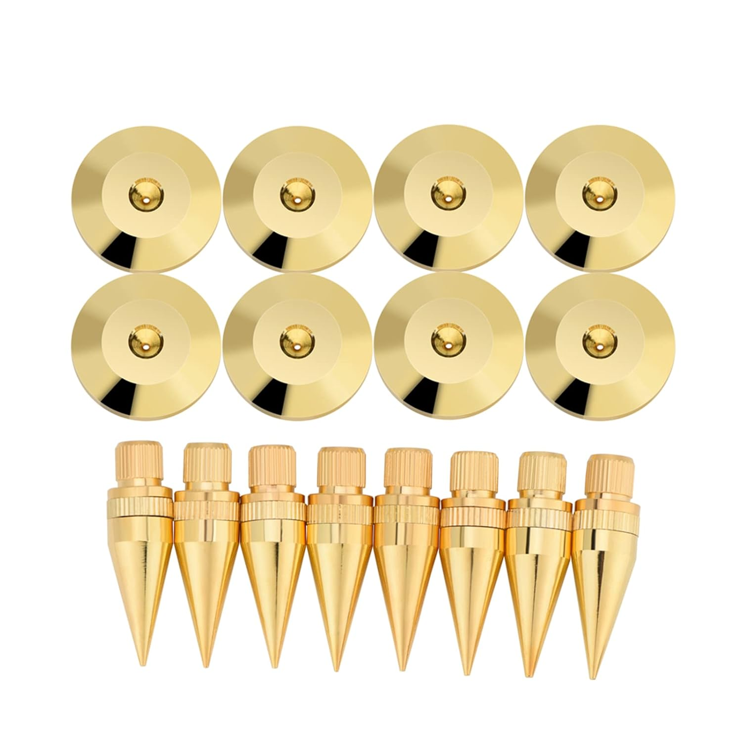 8 Pcs Copper Speaker Spikes Pads with Gold Plating, Universal Shock Base Isolation for Amplifier Turntable (25X4Mm) image number 1