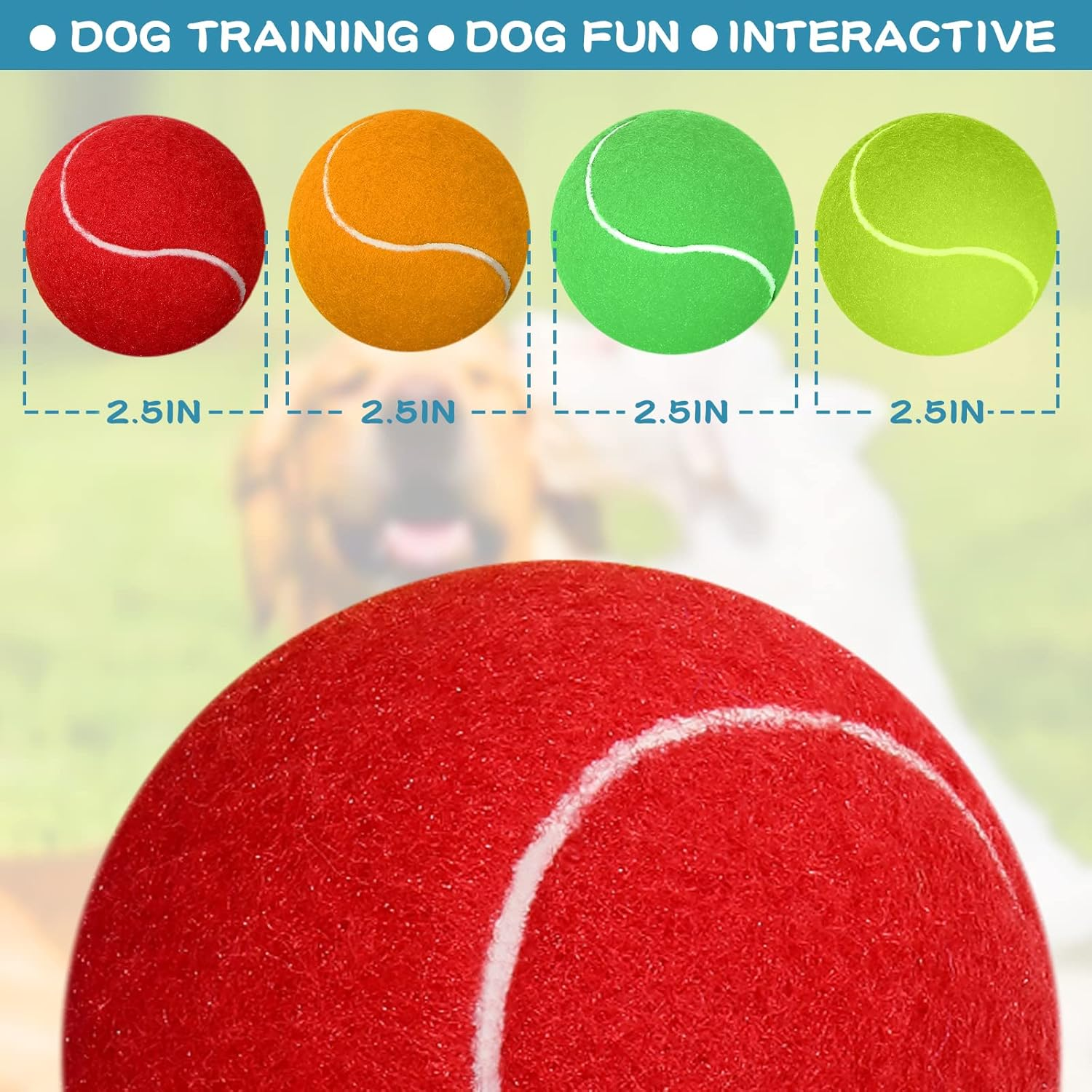 Yunsailing 24 Pack Dog Tennis Balls Pet 2.5'' Colored Mini Tennis Puppy Ball Toys for Large Medium and Small Dogs, Toy Ball for Training, Play Exercise and Fetch 8 Colors image number 3