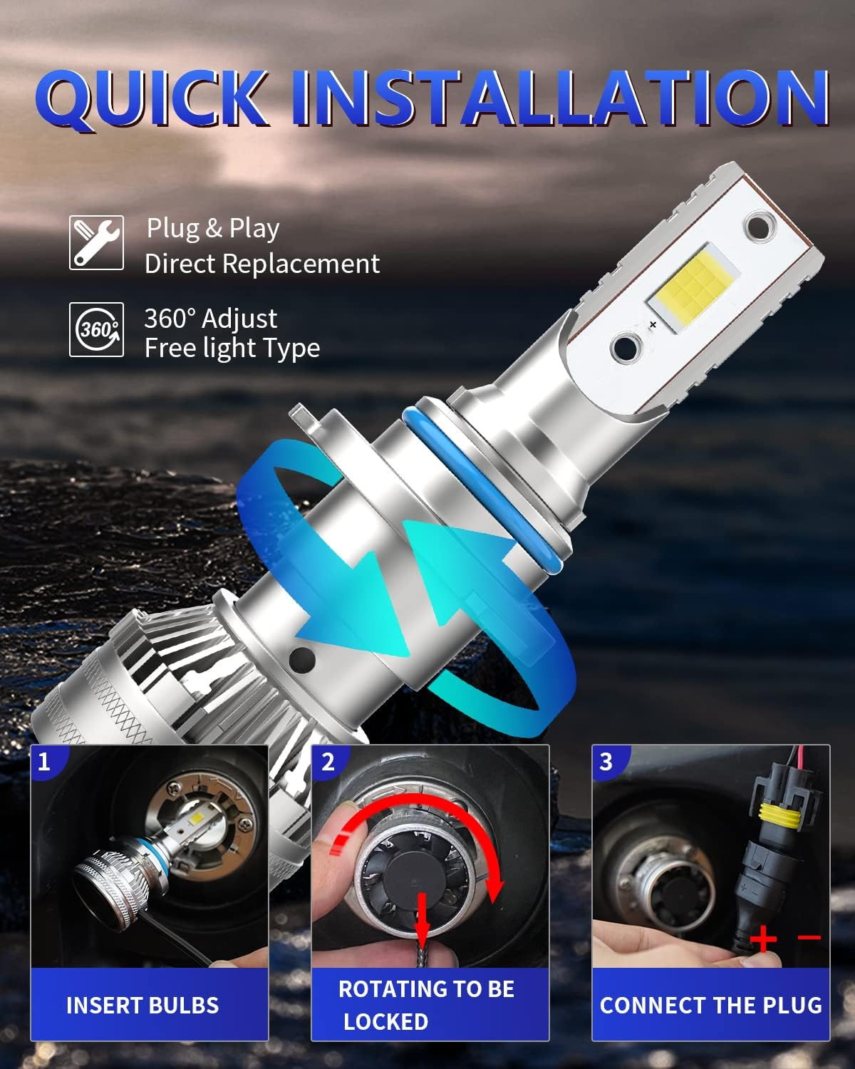 9005 9006 LED Headlight Bulbs Combo, 2023 Upgraded 44000LM 600% Brighter HB3 HB4 High and Low Beam, 6500K Cool Withe Super Bright LED Conversion Kit, Pack of 4&hellip;