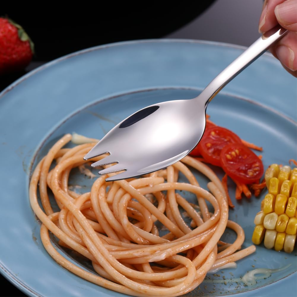 Tiokin Salad Fork,4-Pack 19Cm Sporks, 18/10 Stainless Steel Dessert Sporks with Long Handle, Reusable Fruit Appetizer Dessert Forks for Household Use or Camping image number 6