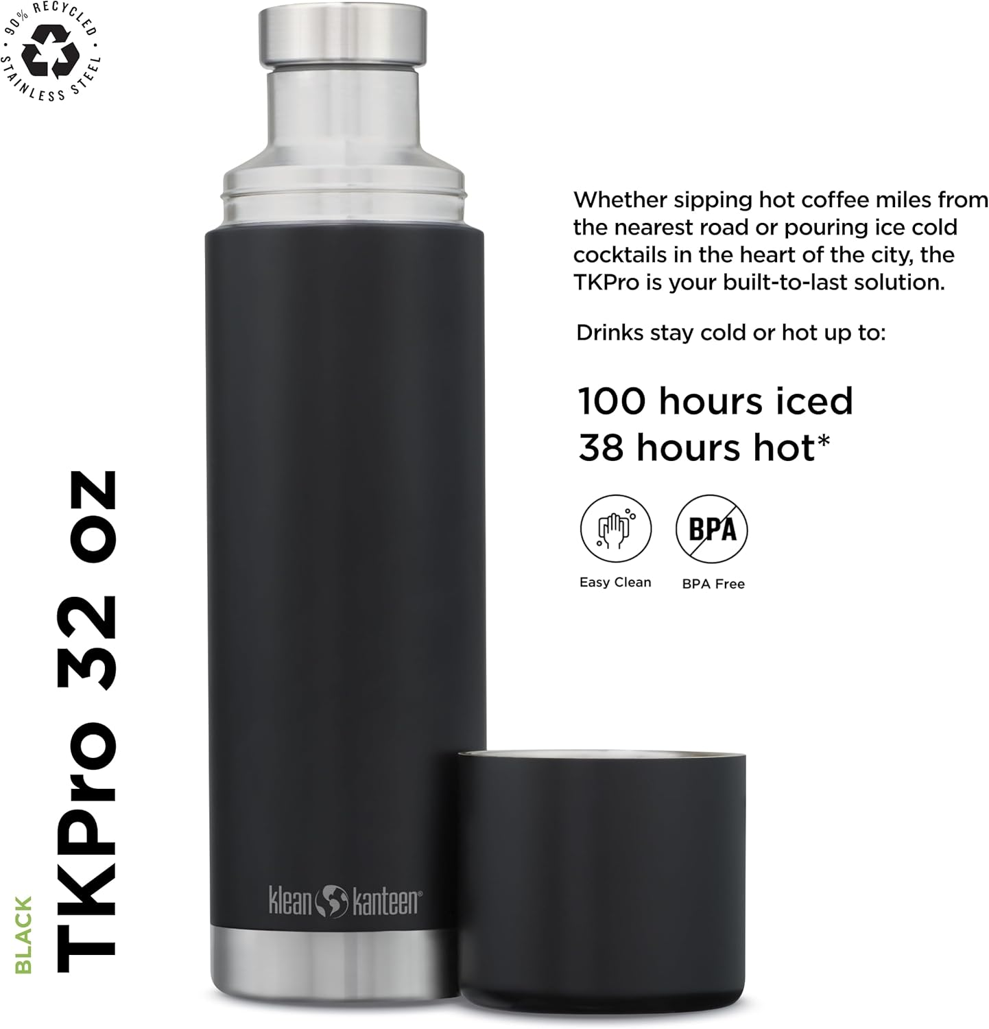 32Oz (1000Ml) Tkpro Insulated Thermos Black image number 3