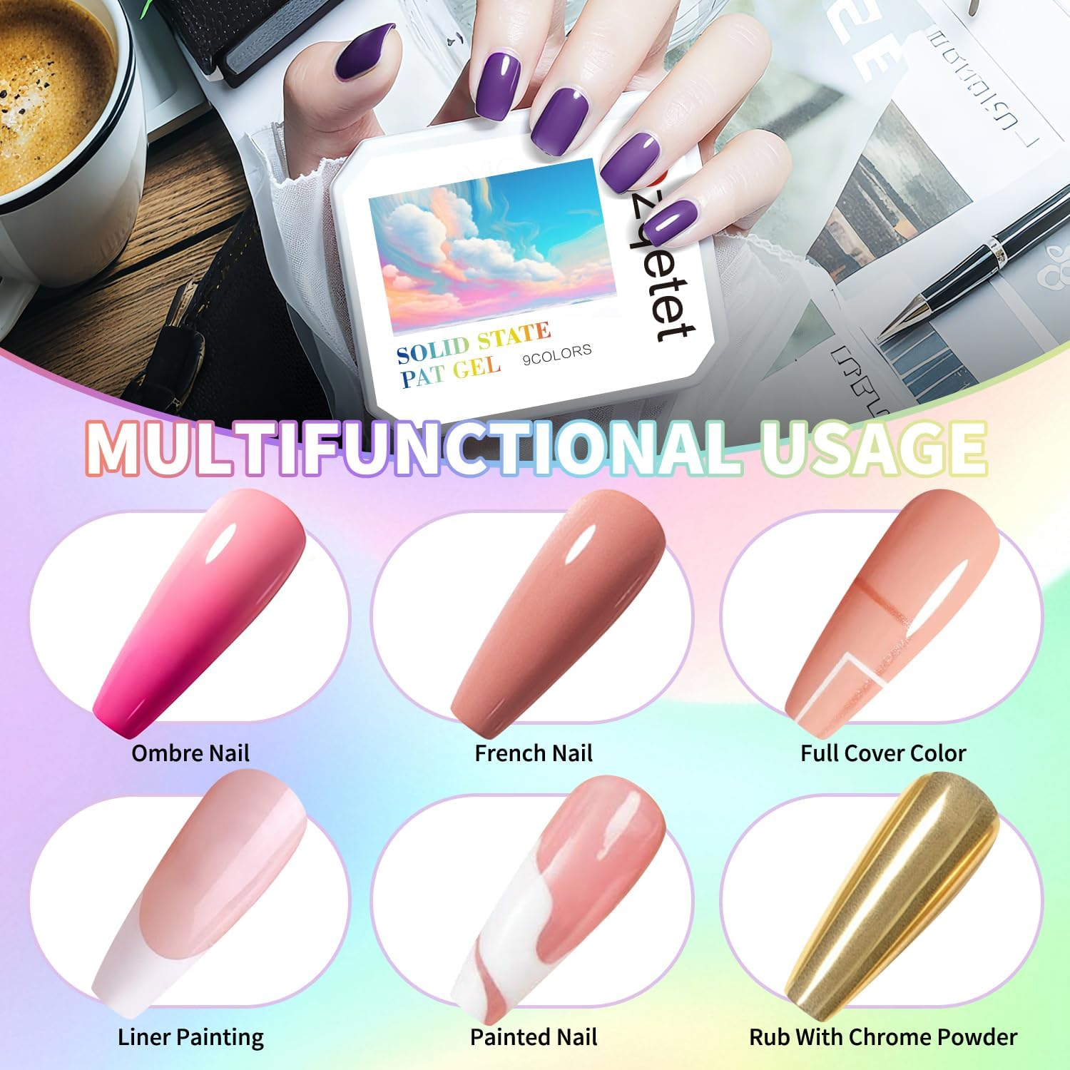 Ombre Gel Nail Polish Set - 9 Vibrant Colors for Gradient, Aura & Blush Nails - Beginner-Friendly Patting Gel, Long-Lasting, No Wipe, UV/LED Curing with Nail Sponges (03) - 02 image number 3