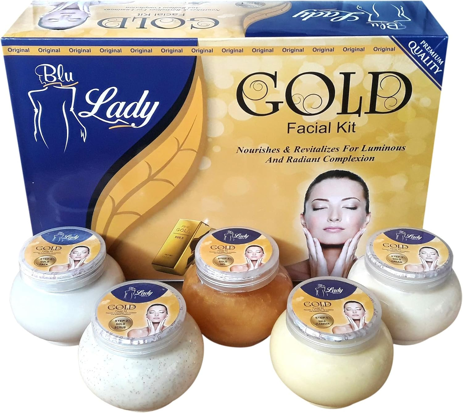 Prifix Blue Lady Aroma Magic Gold Facial Kit for Men and Women Glowing Skin Care Treatment Instant Glow Care for Beauty Radiance Booster Facial Foam | Gold Facial Kit All Skin Types | Aroma Gold image number 2
