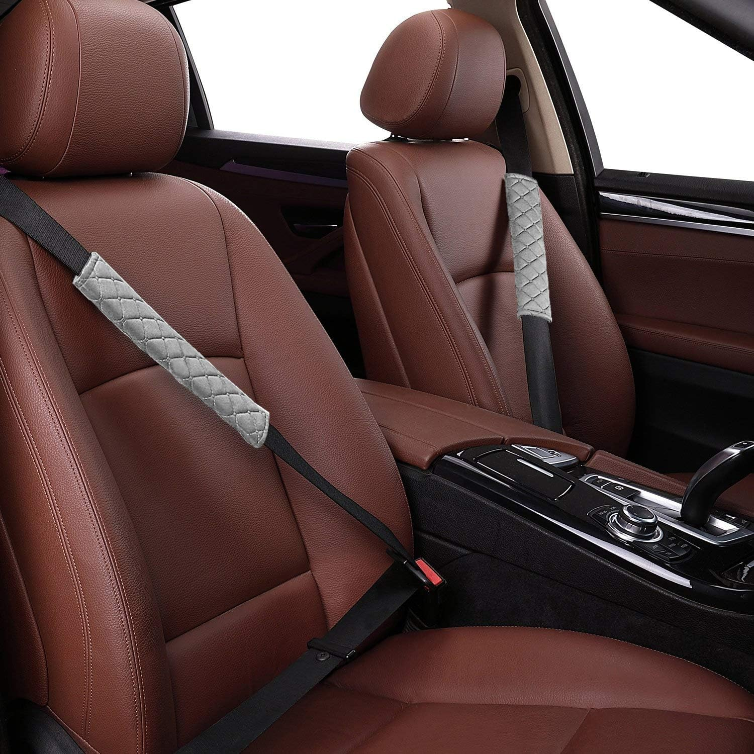 4 Pack Universal Car Seat Belt Pads, Adult Seat Belt Shoulder Strap Covers Harness Pad for Car/Bag,Soft Comfort Helps Protect You Neck Shoulder from the Seat Belt Rubbing 4Pack-Gray image number 2