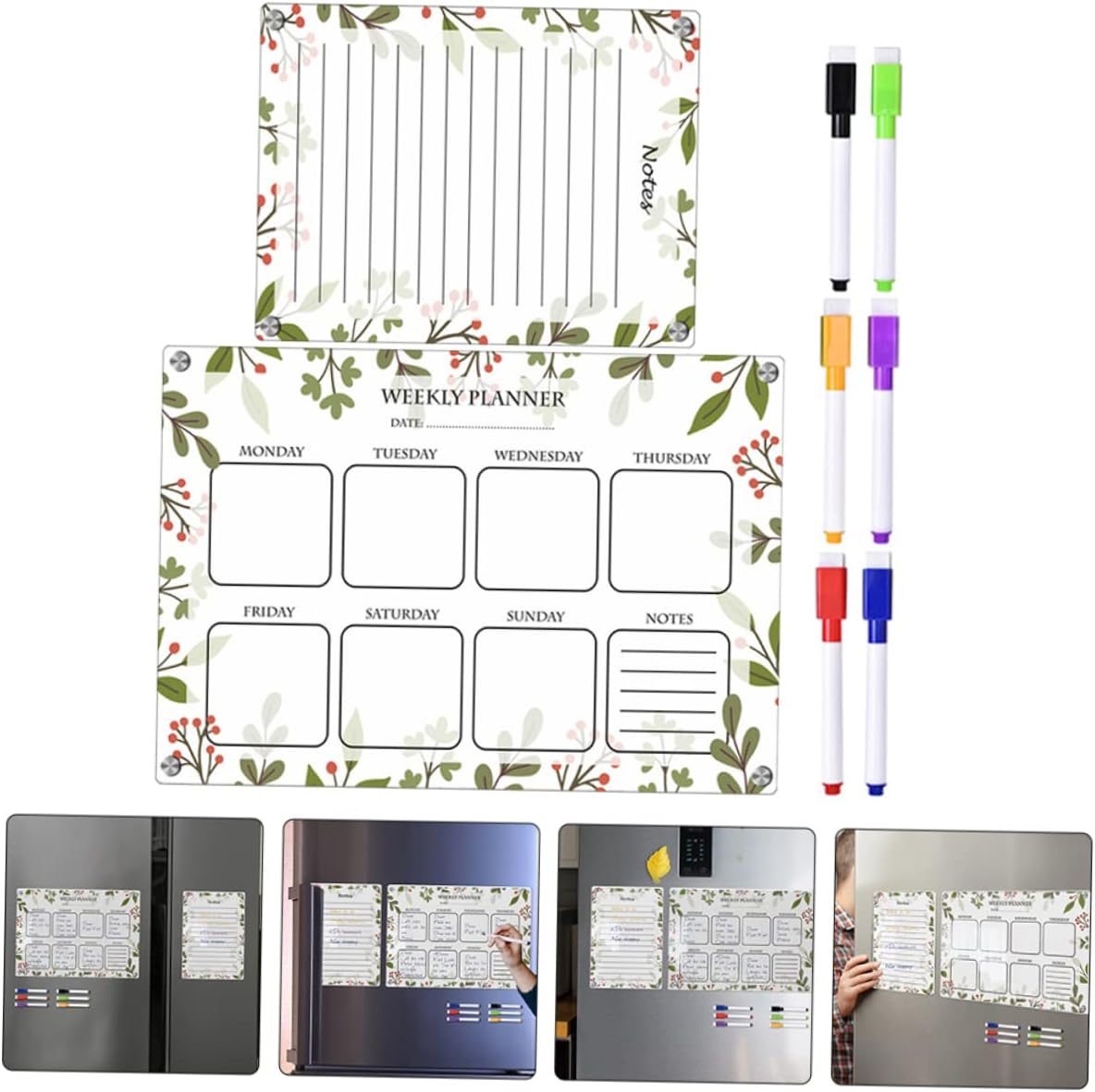 COHEALI Acrylic Magnetic Fridge Dry Erase Board Planning Writing Board for Kitchen image number 3