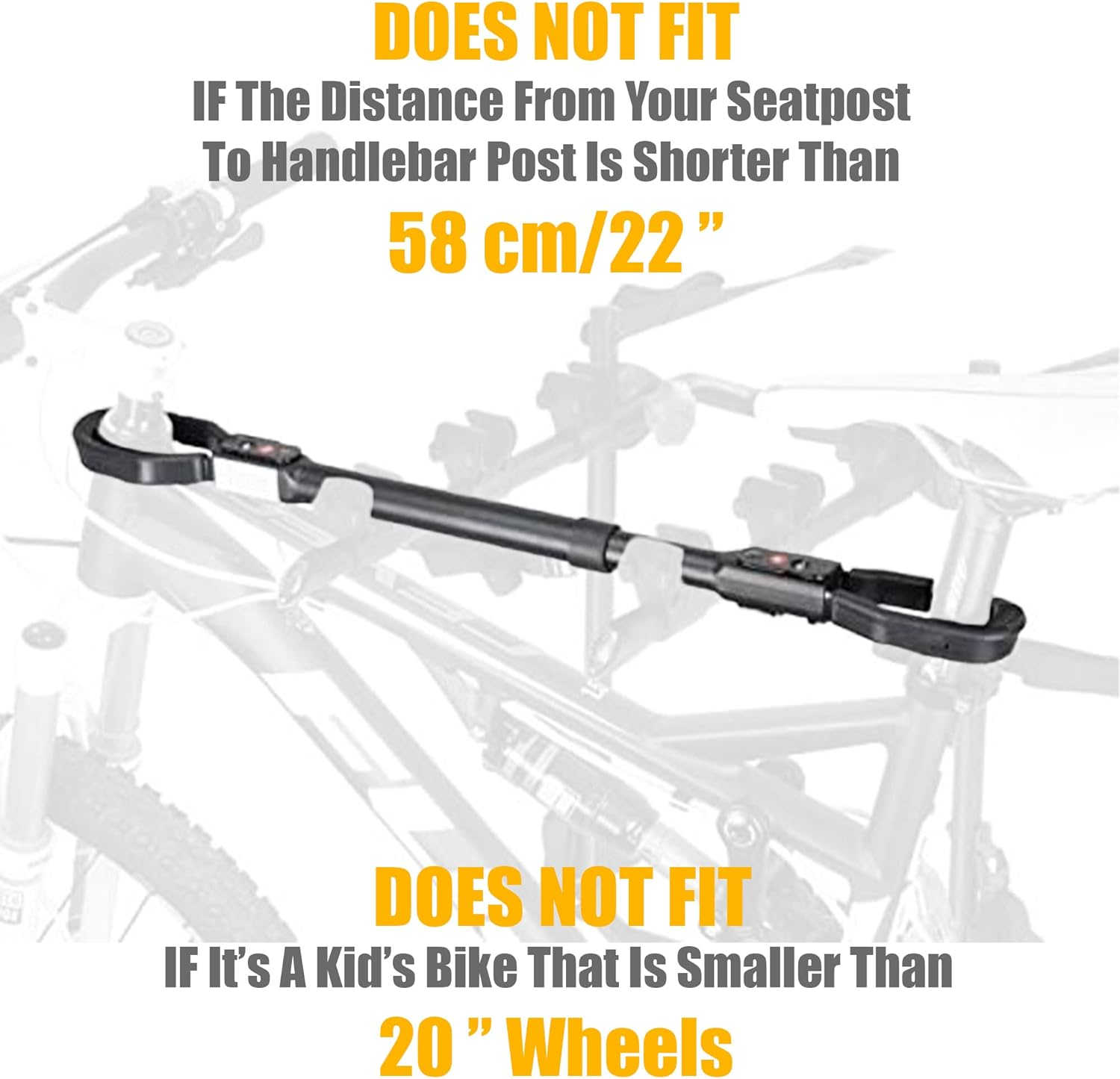 Bike Bicycle Top Tube Cross-Bar Frame Adjustable Adapter for Bike Car Rack or Home Storage Stand - Great for Y-Frame Kids Ladies Dual Suspension Cruiser Small Mountain Road Bikes Capacity 18Kg image number 5