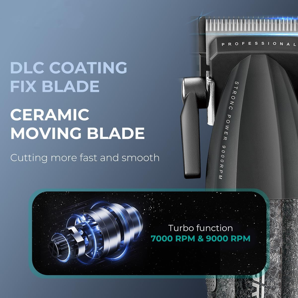 VGR 640 Professional Hair Clippers for Men, 9000RPM Cordless Barber Clippers and Trimmers Set, Zero Gap T-Blade Hair Cutting Kit, DLC Coated Ceramic Blade Barber Kit with LED Display(Red) - Red image number 5