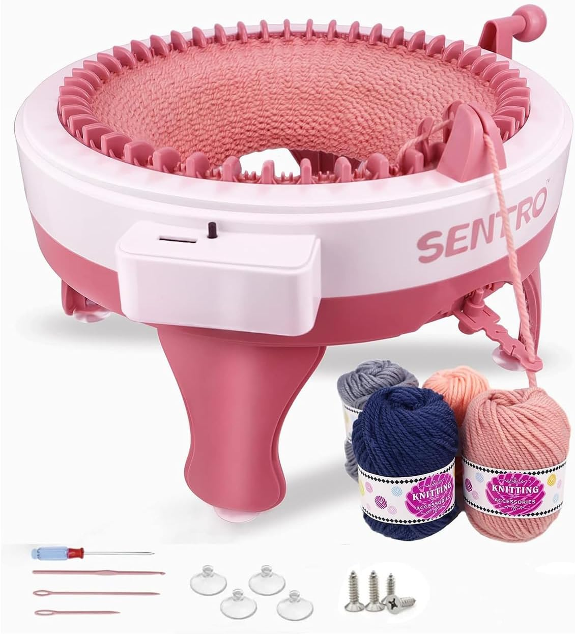 Knitting Machine - 48 Needles Loom with Row Counter, Crafts Smart Weaving Kit, Rotating Double Knit Board for Sock/Hat, Adults or Kids