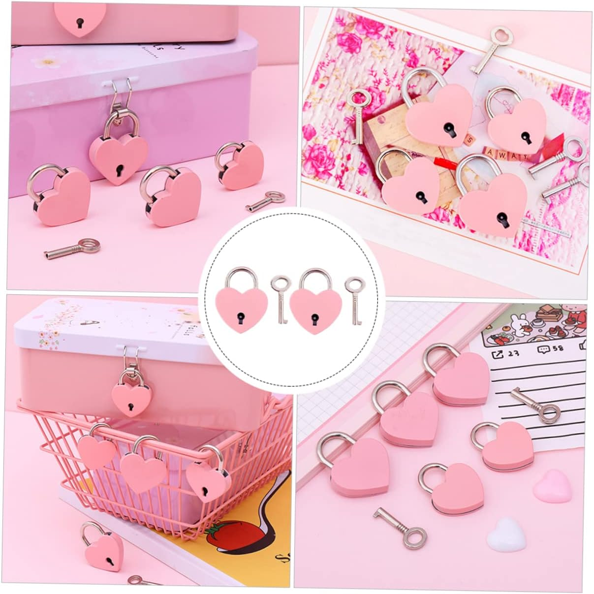 EXHUMKY 2Pcs Security Padlock for Travel and Home Small Locks Heart Shape Mini Diary Locks for Dorm and Door image number 4