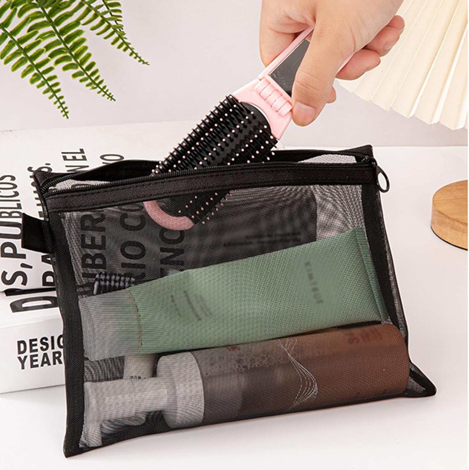 CALLYSONIC Pack of 3 Mini Cosmetic Bag, Small Cosmetic Bag for Handbag, Women'S Make-Up Bag, Small Toiletry Bag, Nylon Mesh Bag for Daily, Office Supplies and Cosmetics