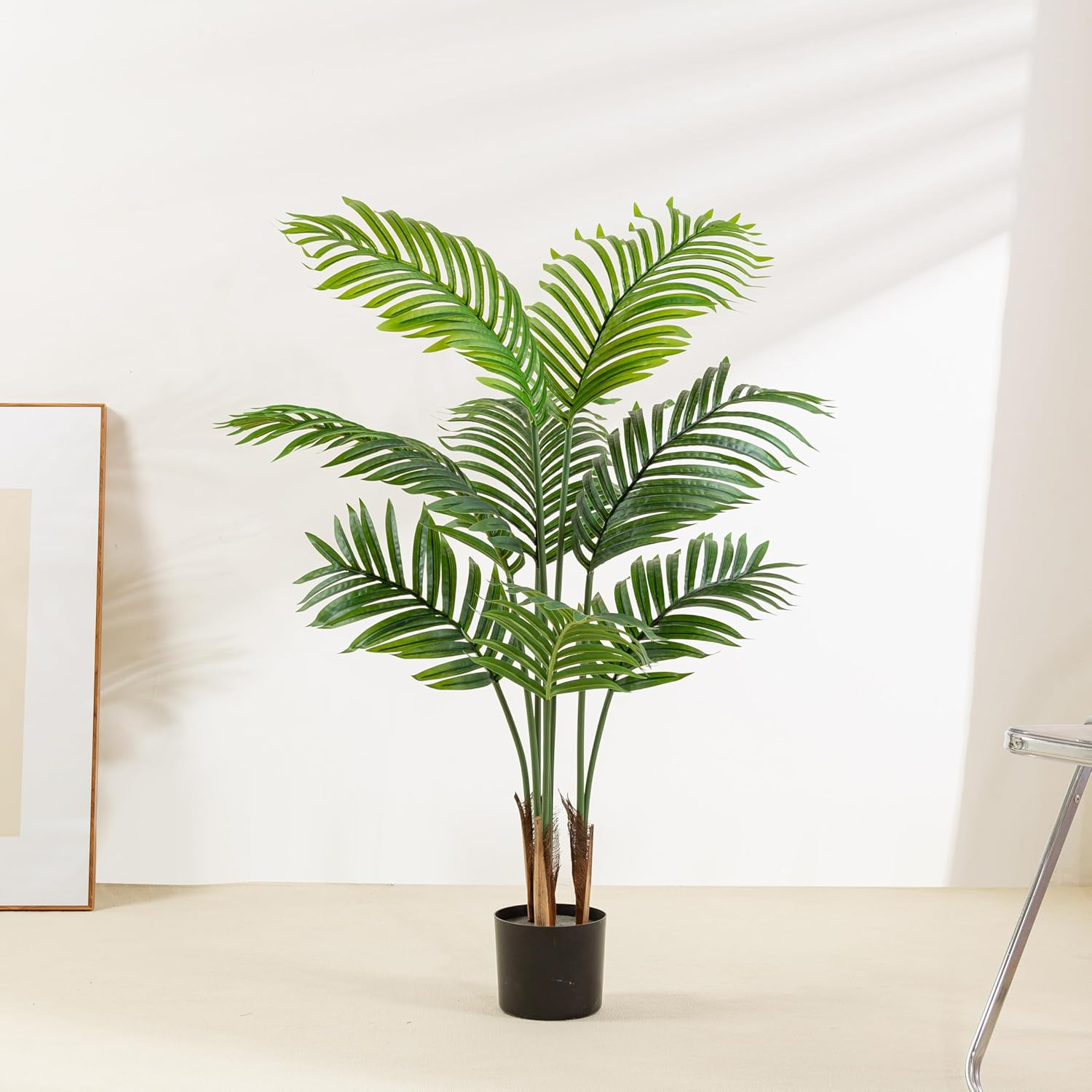 TBSITNS Artificial Areca Palm Tree- Faux Tropical Palm Plant Fake Tree,Green Plants Realistic Decorative Greenery,Modern Home Decor Indoor and Outdoor,Perfect Housewarming Gift (120Cm-8 Leaves)