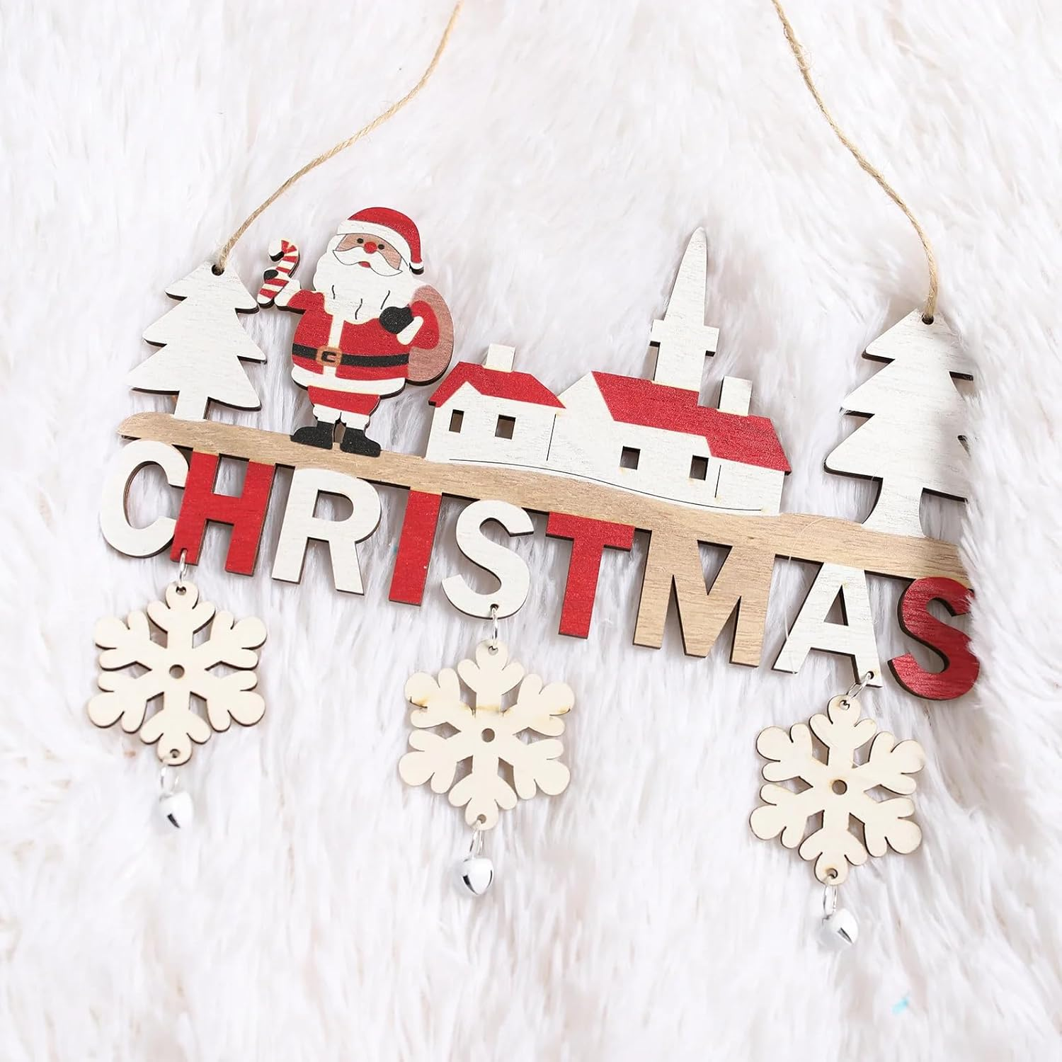 Dorischen Wooden Christmas Door Hanging Oranments Wall Xmas Decor Merry Christmas Tree Decor for Home Happy New Year Naviidad Door Pendants image number 6