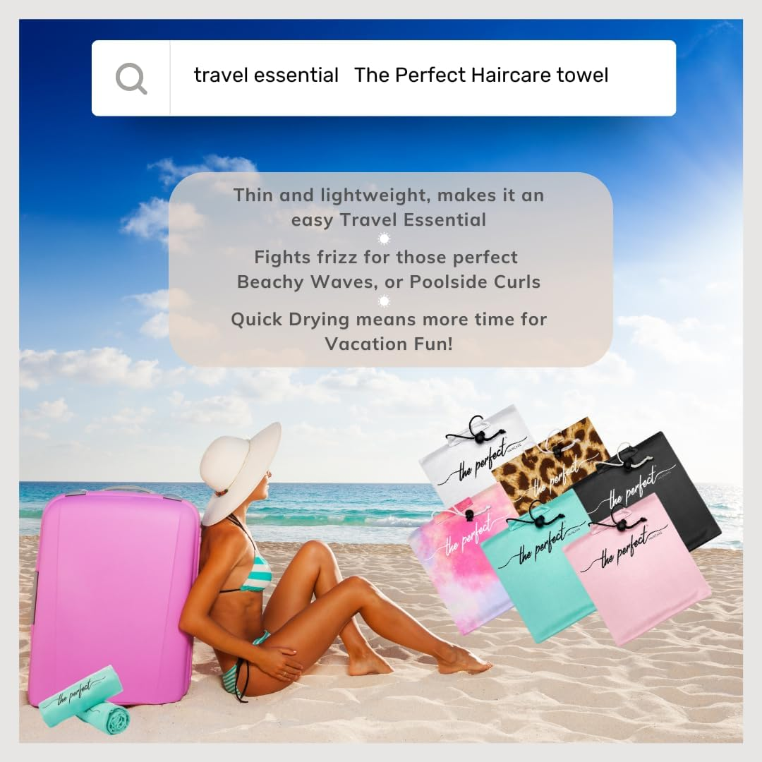 THE PERFECT HAIRCARE Curly Hair Girls Microfiber Plopping Towel Set - Anti-Frizz Silky Smooth Hair Drying Wrap for Women - Super Absorbent Large Hair Towel + 2 Scrunching Towels to Micro Plop image number 5