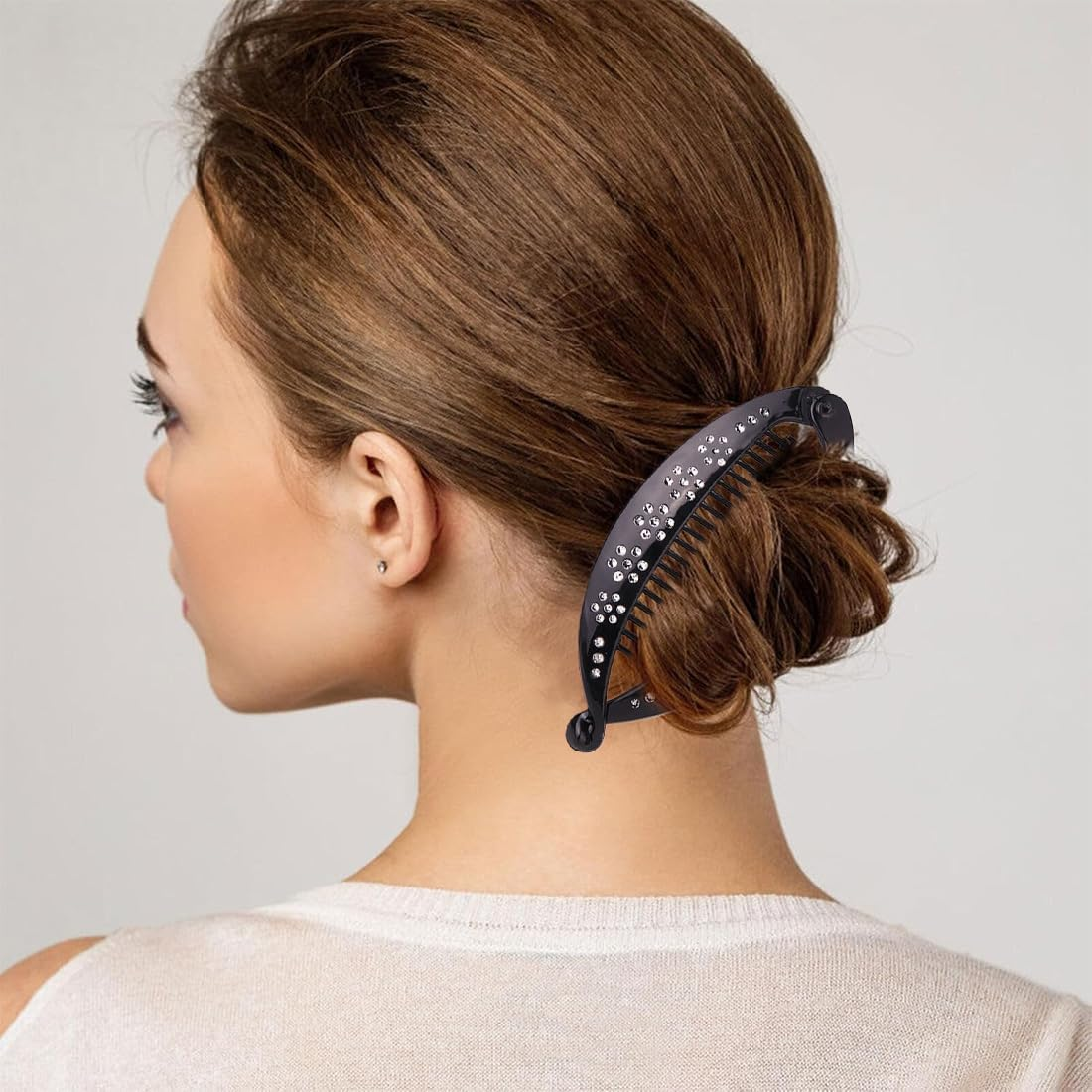 IBXWMNG Pack of 2 French Banana Clips Hair Comb Fishtail Hair Clip Combs Vintage Hair Clips round Banana Clips Flexible Ponytail Holder Clips Hair Styling Accessories for Women Girls