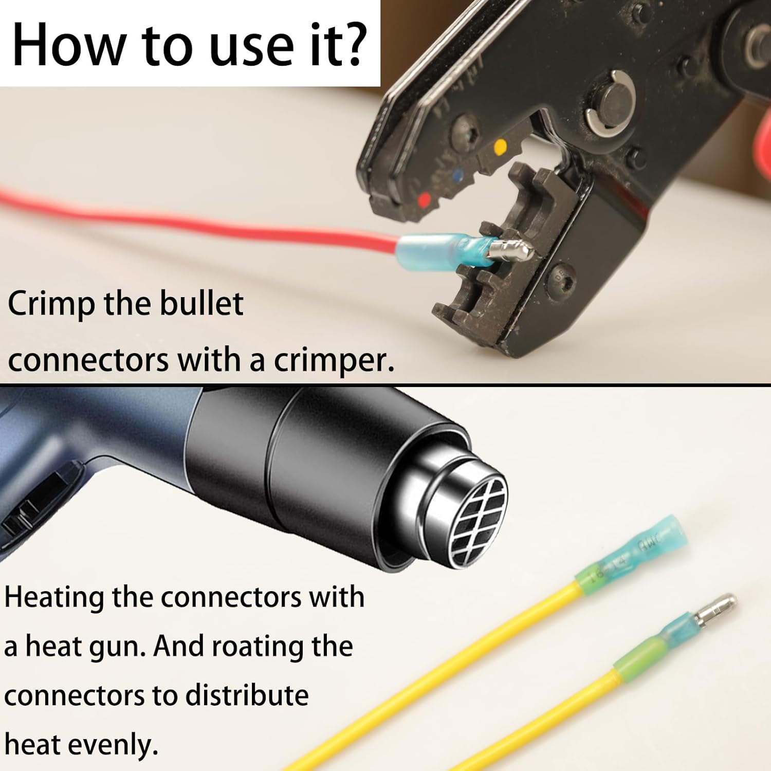 Feggizuli 110Pcs Heat Shrink Bullet Wire Connectors Kit, Waterproof Bullet Connectors, Bullet Terminals Wire Connectors Female & Male Wire Crimp Connectors, Marine Grade Bullet Connectors image number 2