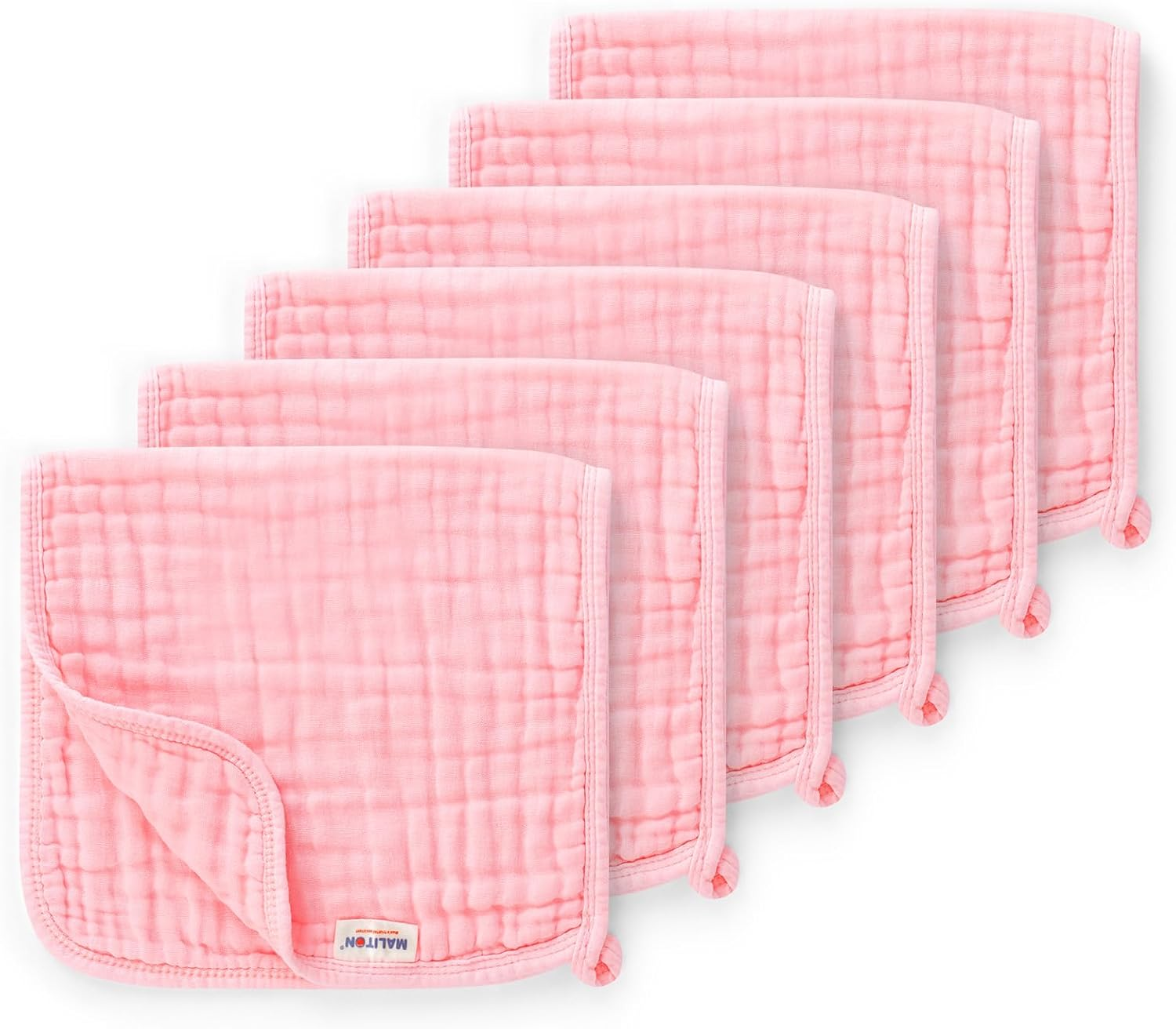 Maliton Muslin Cloths for Baby Boys& Girls, 6Pk 50X25Cm Burp Cloths, 100% Cotton Absorbent& Soft& Breathable 6 Layers Muslin Cloths Baby for Essentials for Newborn(Blue, 6+1 Pack)