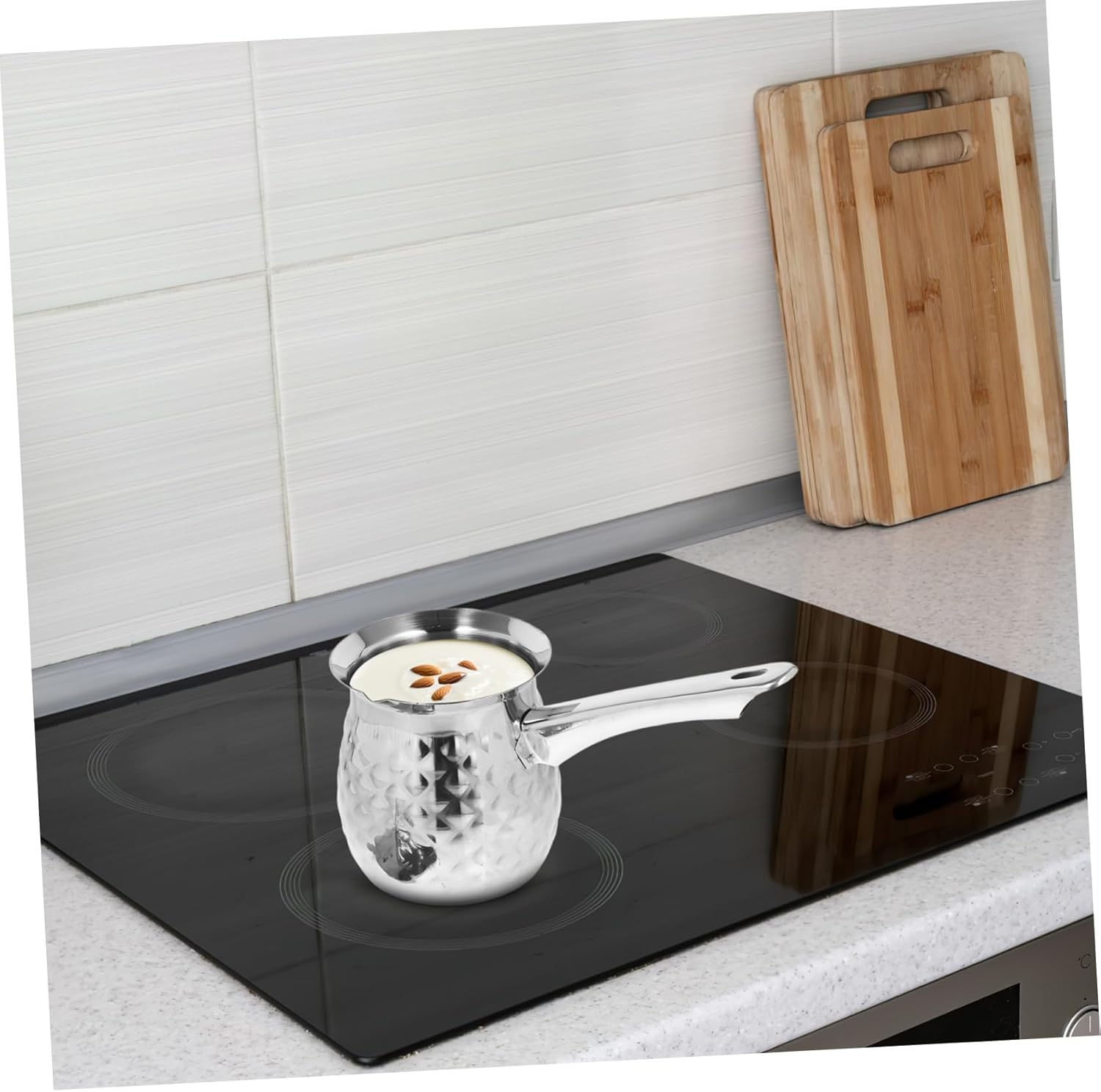 Sosoport Stainless Steel Milk Frothing Pitcher 400Ml Wear-Resistant Frothing Cup with Spout Household Coffee Accessory for Espresso Latte Art and Milk Steaming Random Color image number 5