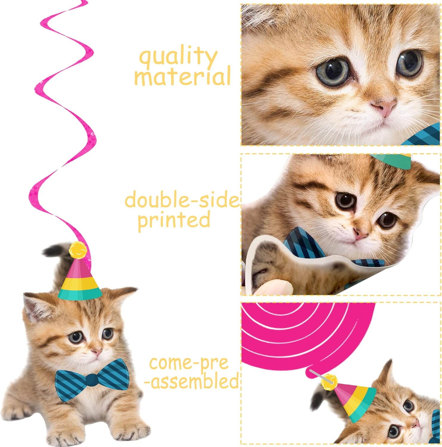 20Pcs Cat Hanging Swirls Decorations Cat Kitten Birthday Party Decorations Baby Cat Swirl Decorations for Cat Lover Kids Pet Cat Theme Birthday Party Pet Adoption Party Supplies image number 6
