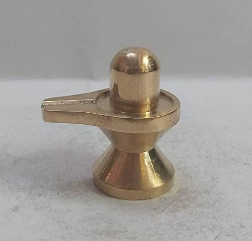Brass Shiva Lingam Statue 1.5" Inch | 110G Small Shivling Idol for Puja | Lord Shankar Ling Decorative Deity Figurine for Home Temple Office Decor | Hindu God Brass Murti Gift & Vastu Showpiece image number 4