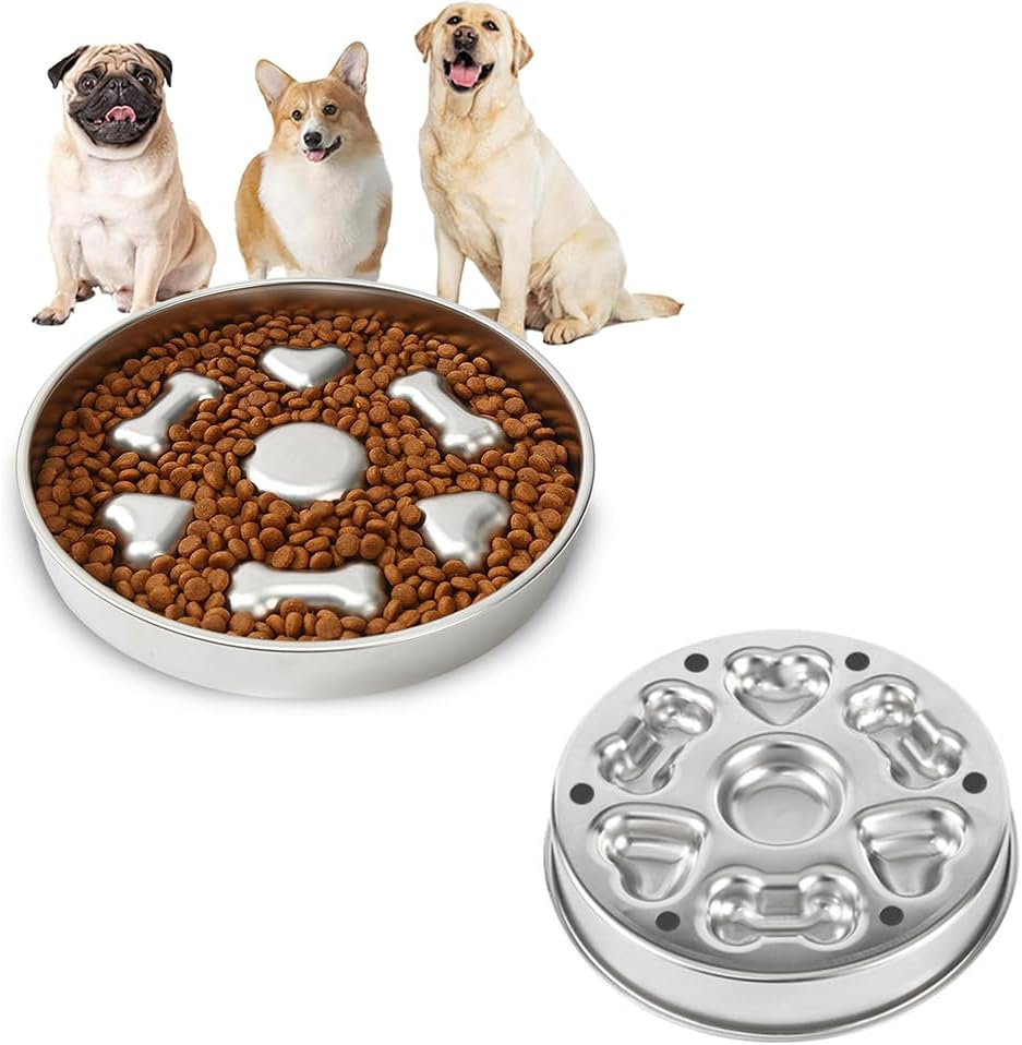 Slow Feeder Dog and Cat Bowls - Stainless Steel, No Choking, Non-Slip, Preventing Choking Dog Bowl, Easy to Clean, Pet Food Training Bowl Toy for Medium to Large Sizes image number 2