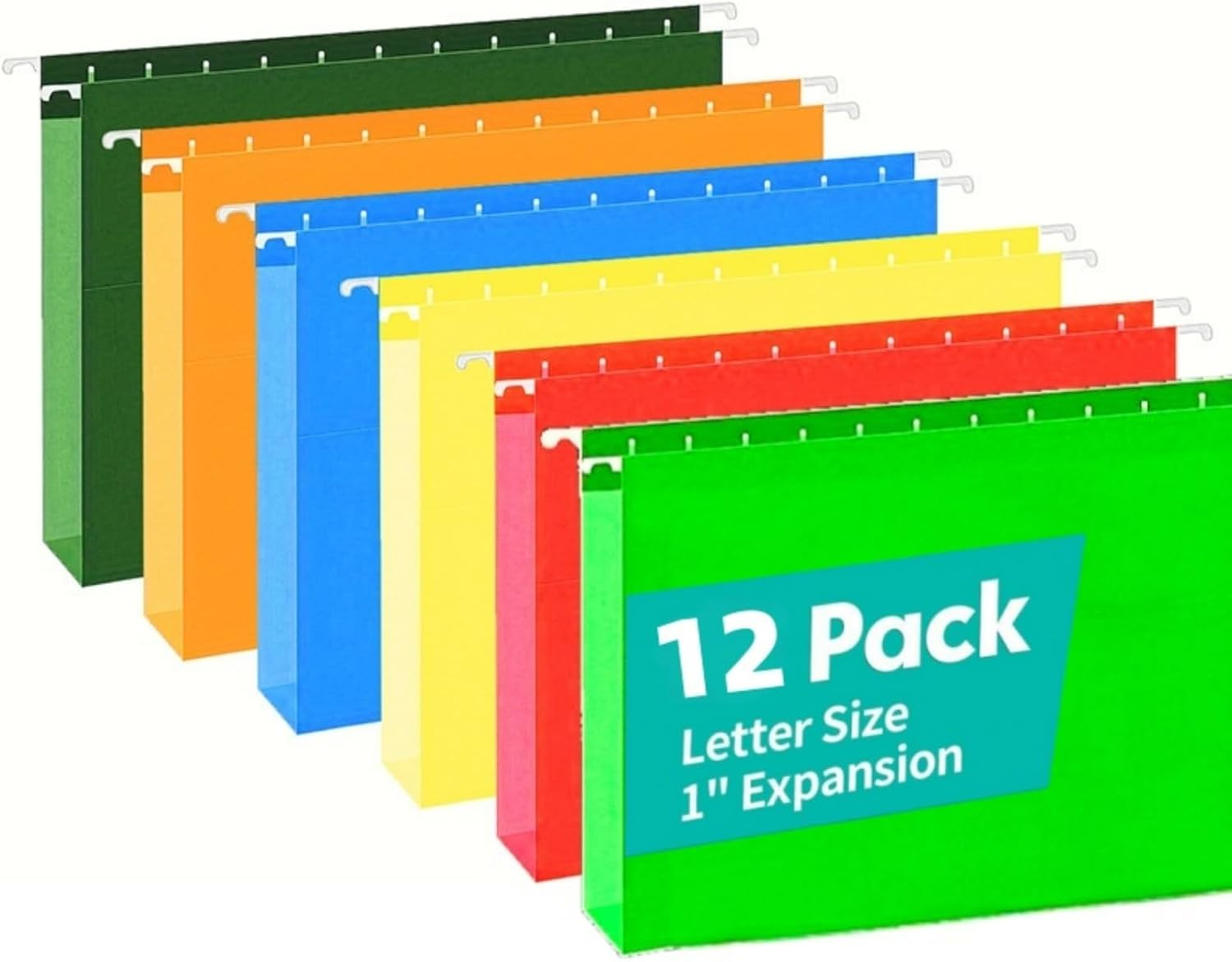 12 Pack Hanging File Folders Letter Size with Havey Duty 2 Inch Expansion Adjustable Tabs File Organizer Ideal for Filing Cabinet Office Desk Files and Document Storage Supplies Holder Assorted Colors image number 3