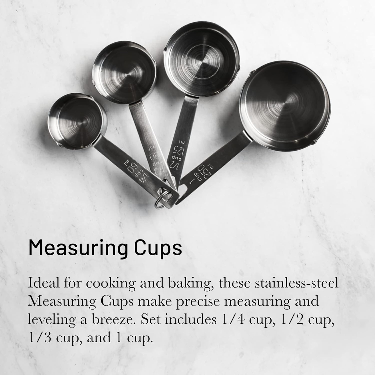 De Buyer - Set of 4 Stainless Steel Measuring Spoons - 60/80/125/250Ml - 4827.02, Silver image number 2