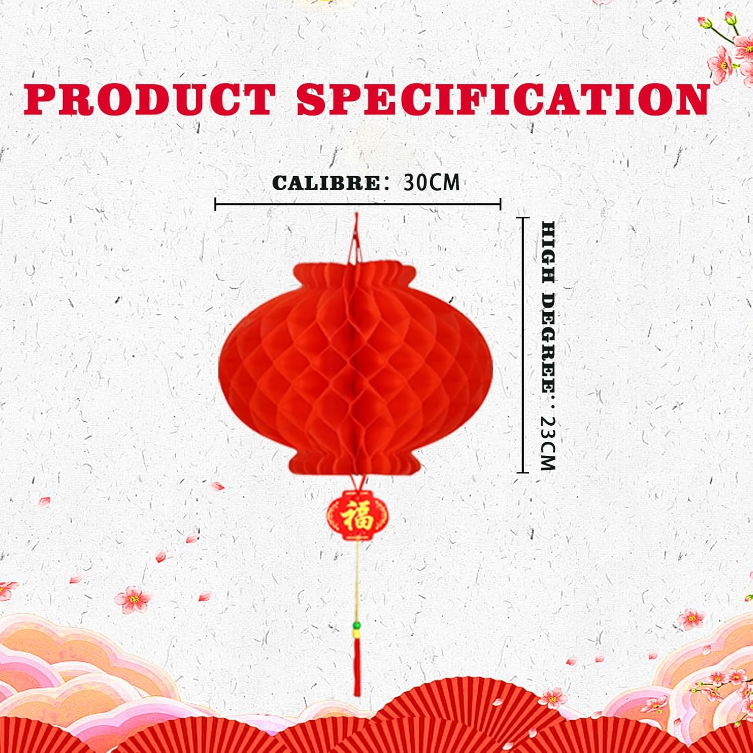 Viiotu 18 Pcs 11.8 in Red Paper Lantern,Chinese New Year Lanterns,Red Lantern,Red Lantern Decorative,Chinese New Year Decorations image number 5