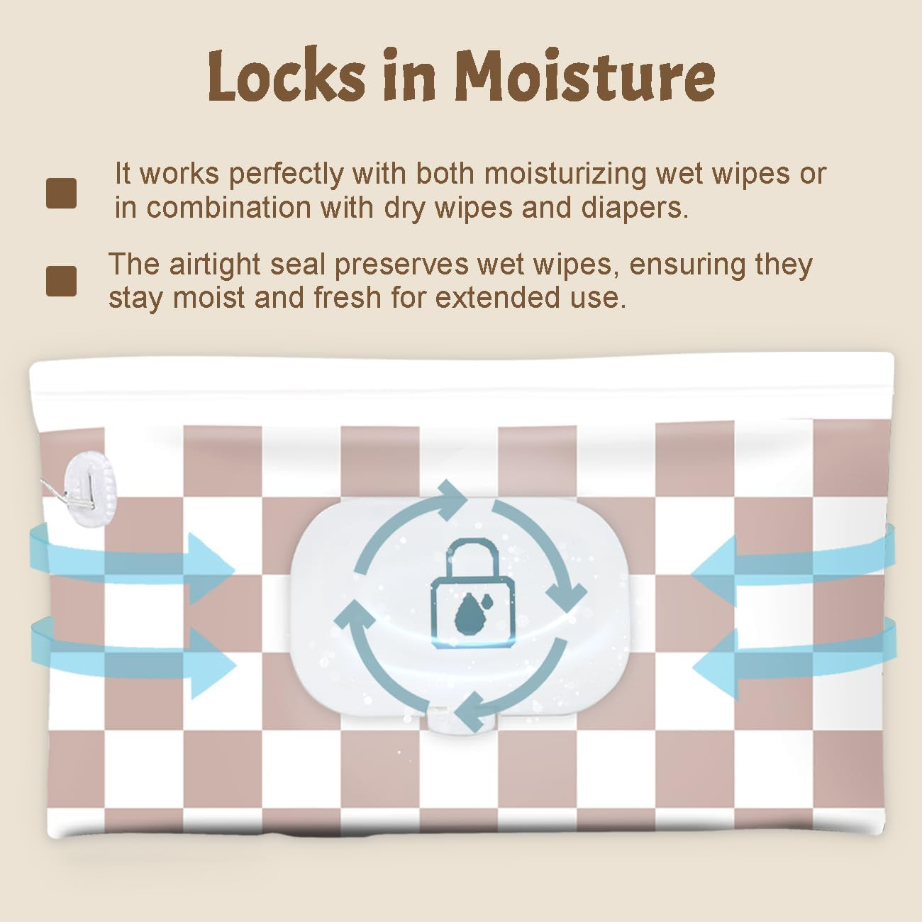 Baby Wipe Holder, 3-Pack Portable Refillable Wipe Dispenser, Waterproof & Dustproof Travel Baby Wipes Case, Reusable Diaper Wipe Container with Checkerboard Design image number 3