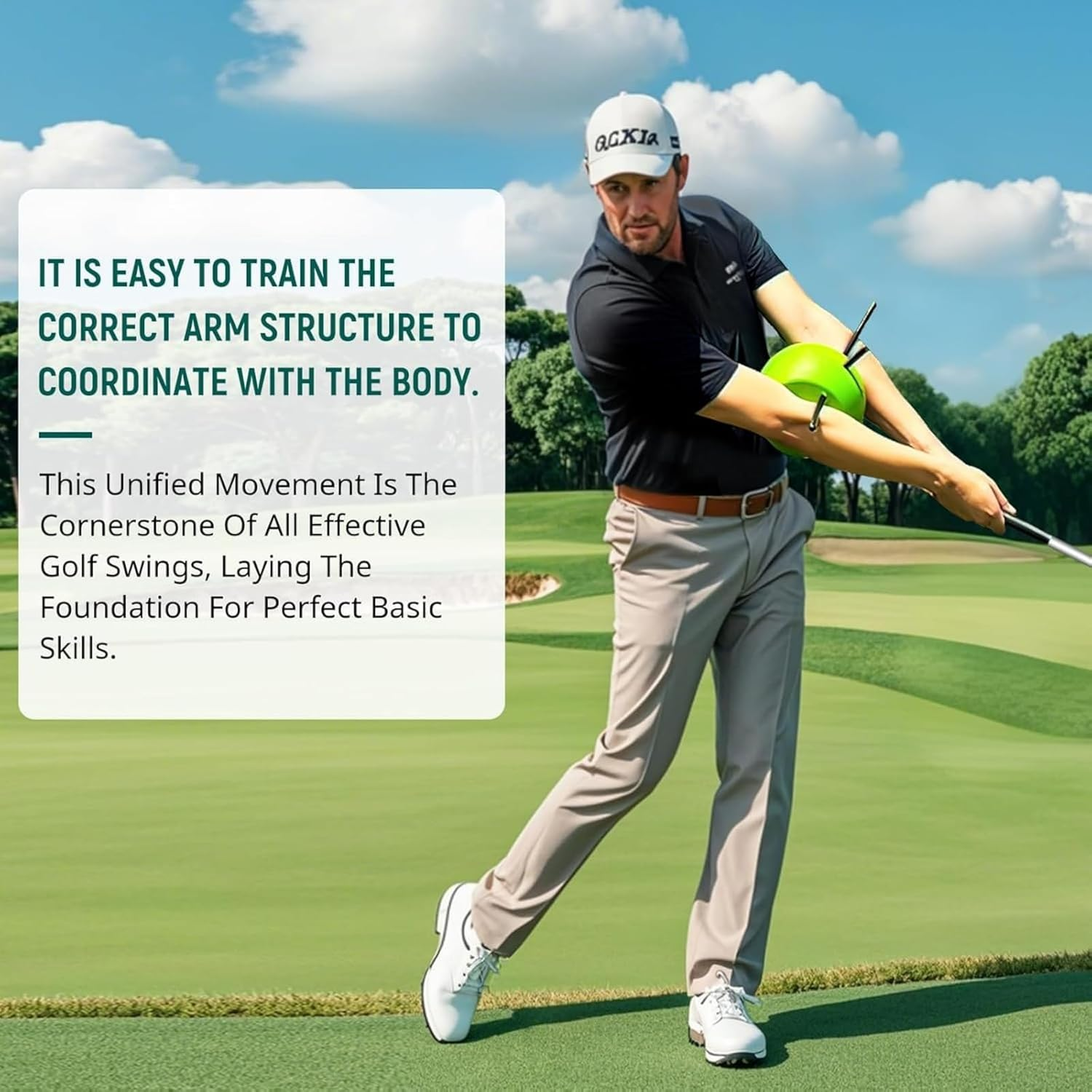 Golf Swing Training Aid - Golf Training Ball - Unique Alignment Rod Head - Helps Train Proper Swing Mechanics, Arm Structure, Sure Set, and Alignment image number 4