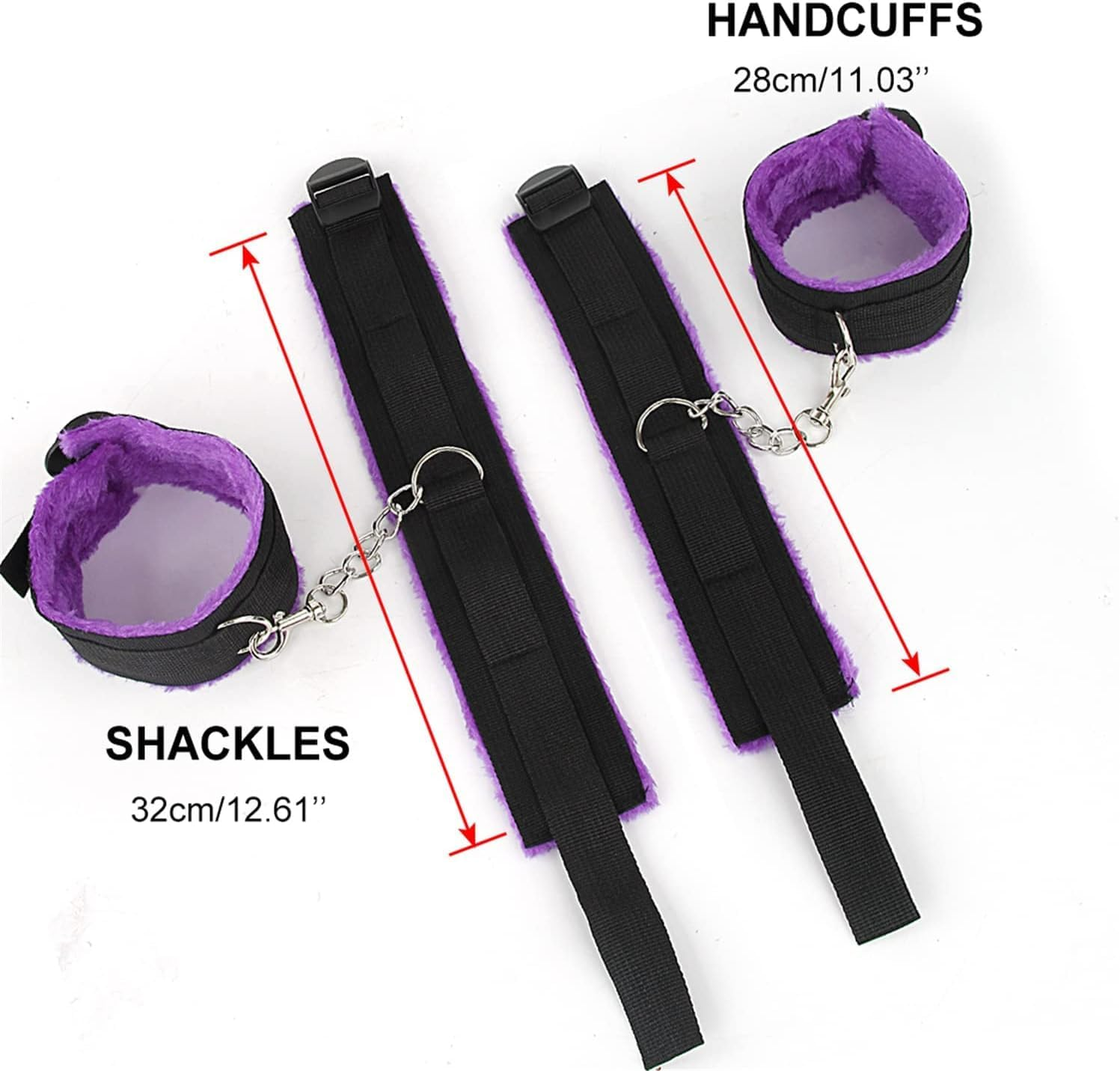 11PCS Bondage Set Erotic Suit Sex Bondage Toys for Couples Bed Restraints Set Adjustable Neck and Leg Cuffs Kit Sexy Swing Sex Restraintants Set with Anal Plug Trainer Kit (Red) (Purple) - Pink image number 5