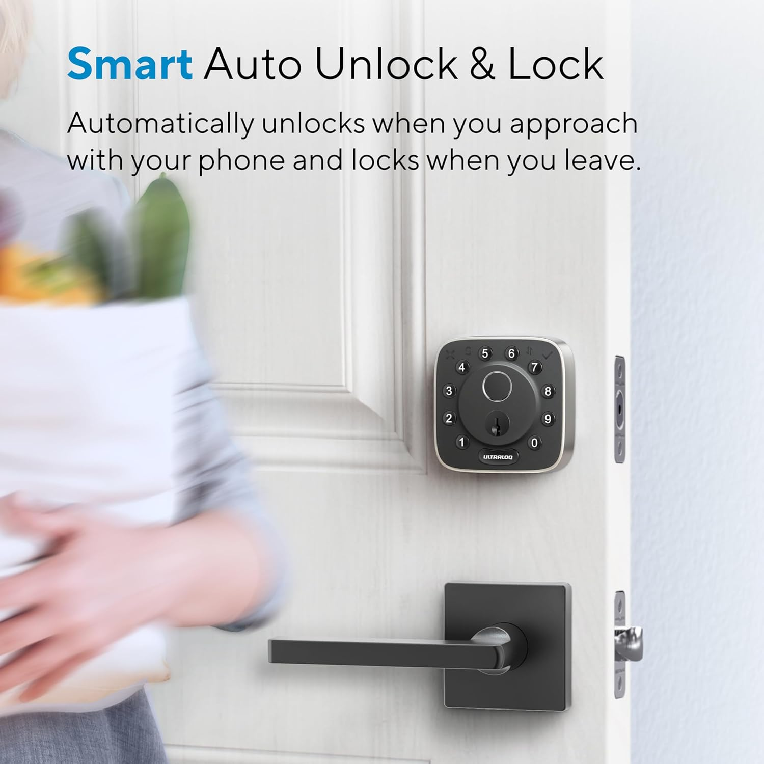 ULTRALOQ Bolt Fingerprint Smart Lock with Door Sensor, Built-In Wifi Smart Locks for Front Door, Biometric Smart Wifi Deadbolt, Auto Unlock, 10 Months Battery, IP65 Waterproof, BHMA Grade AAA image number 6