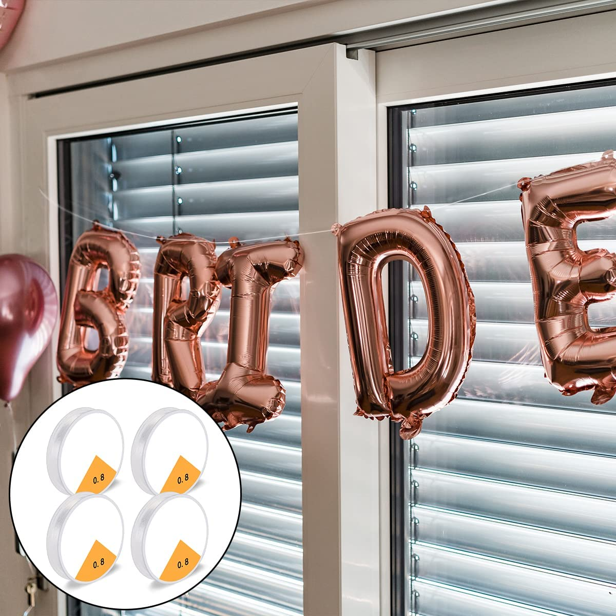 BEZANU Elastic Stretch Thread, 4 PCS Clear Bead String for Hanging, Bracelet and Jewelry Making (0.8Mm)