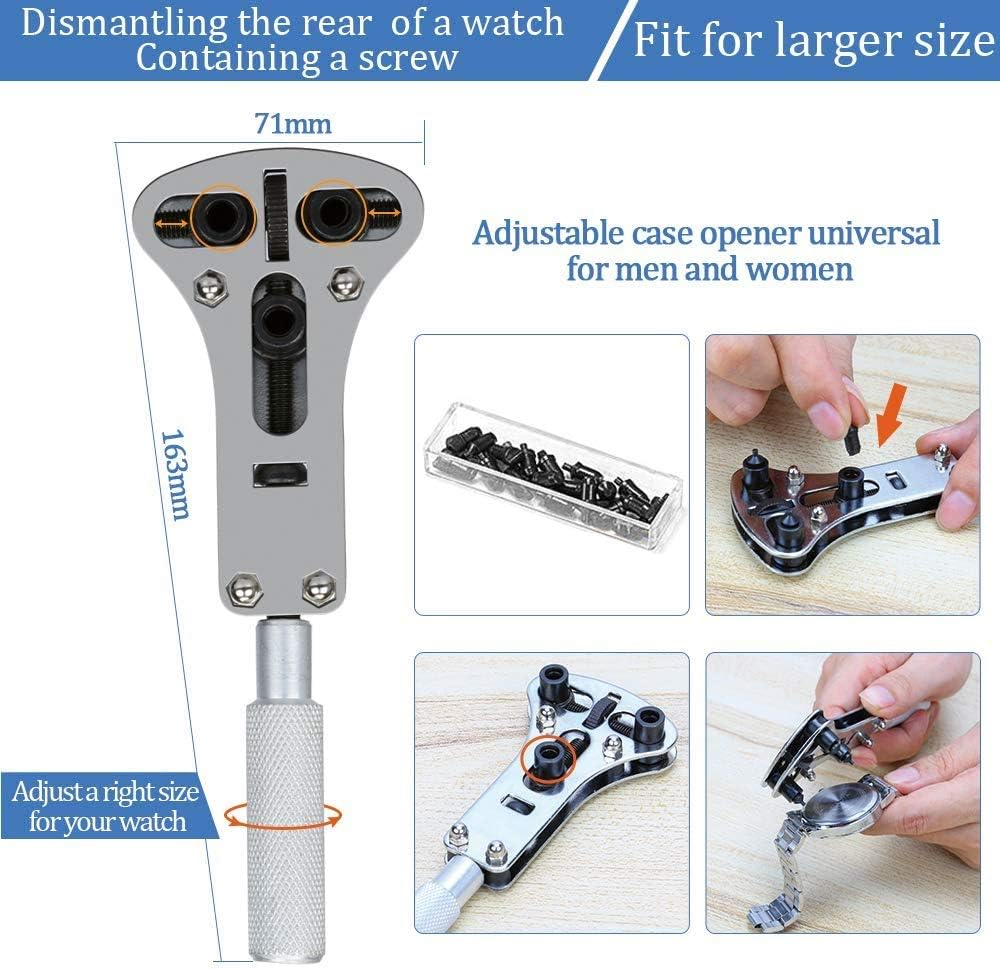 185Pcs Watch Repair Tool Kit, Dabobo Watch Upgraded Version Watches Tools Kits Battery Replacement Watchband Link Remover Adjustment Watch Back Removal Opener Spring Bar Repair with Carrying Case & Manual image number 6