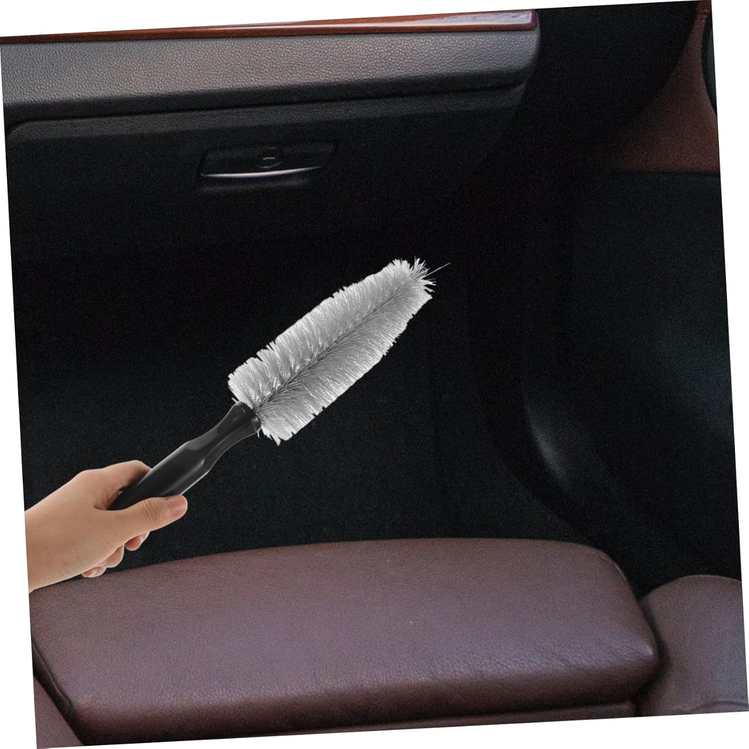 BRIGHTFUFU Car Wheel Rim Cleaning Brush Kit 2Pcs Automotive Carpet Scrubber with Exhaust and Floor Mat Cleaner for Motorcycle and Car Detailing image number 2