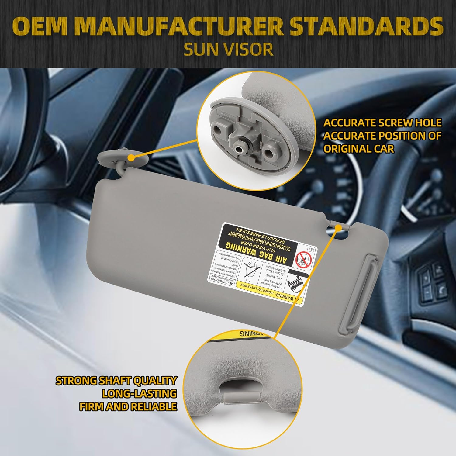 Dasbecan Right Passenger Side Sun Visor Compatible with Toyota RAV4 2004-2005 Sunvisor Replacement (Gray) image number 6