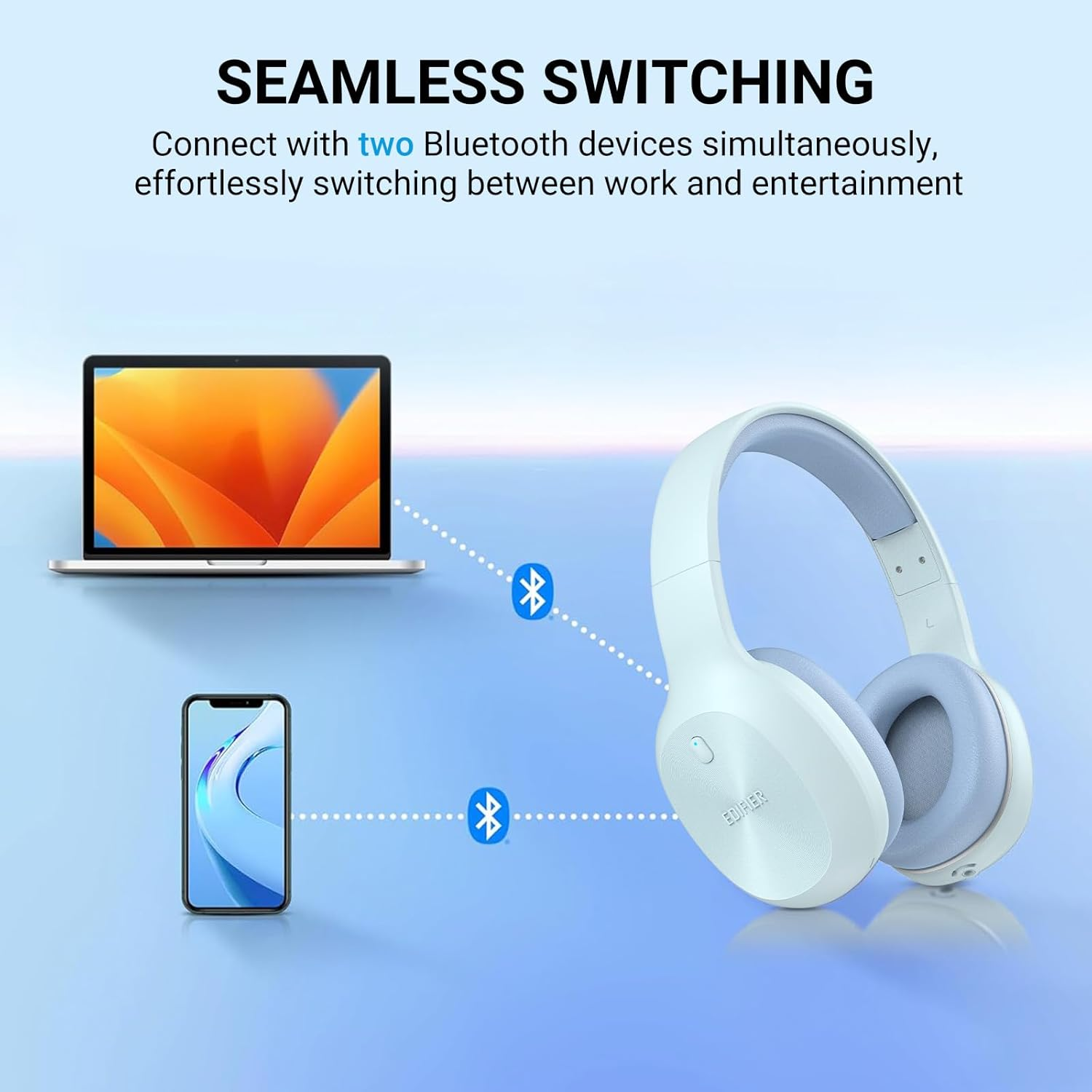 Edifier W600BT over Ear Headphones Blue image number 2