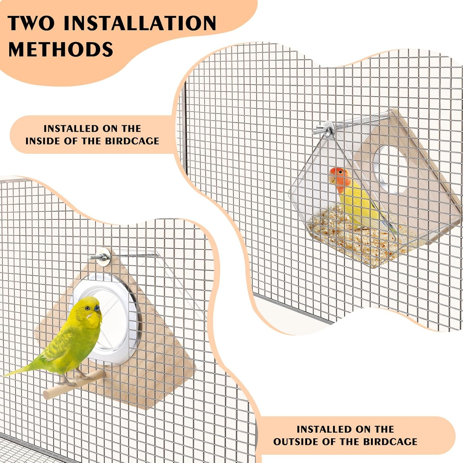Parakeet Nesting Box for Cage, Nesting Box, Transparent Design, Bird Nest Incubator with Perch, Wooden Bird Cage, House for Inseparable Finch (Triangle) image number 1