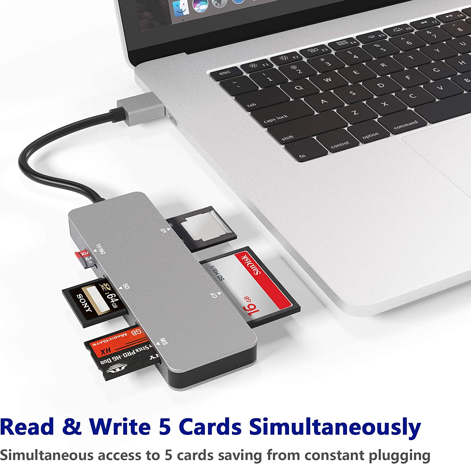 USB3.0 XD Card Reader, USB 3.0 (5Gps) High Speed TF/SD/MS/M2/XD/CF Memory Card Solt Combo Adapter, 6 in 1 Aluminum Card Reader,Compatible with Windows Xp/Vista / 7/8 / 8.1/10, Mac OS, Linux image number 5