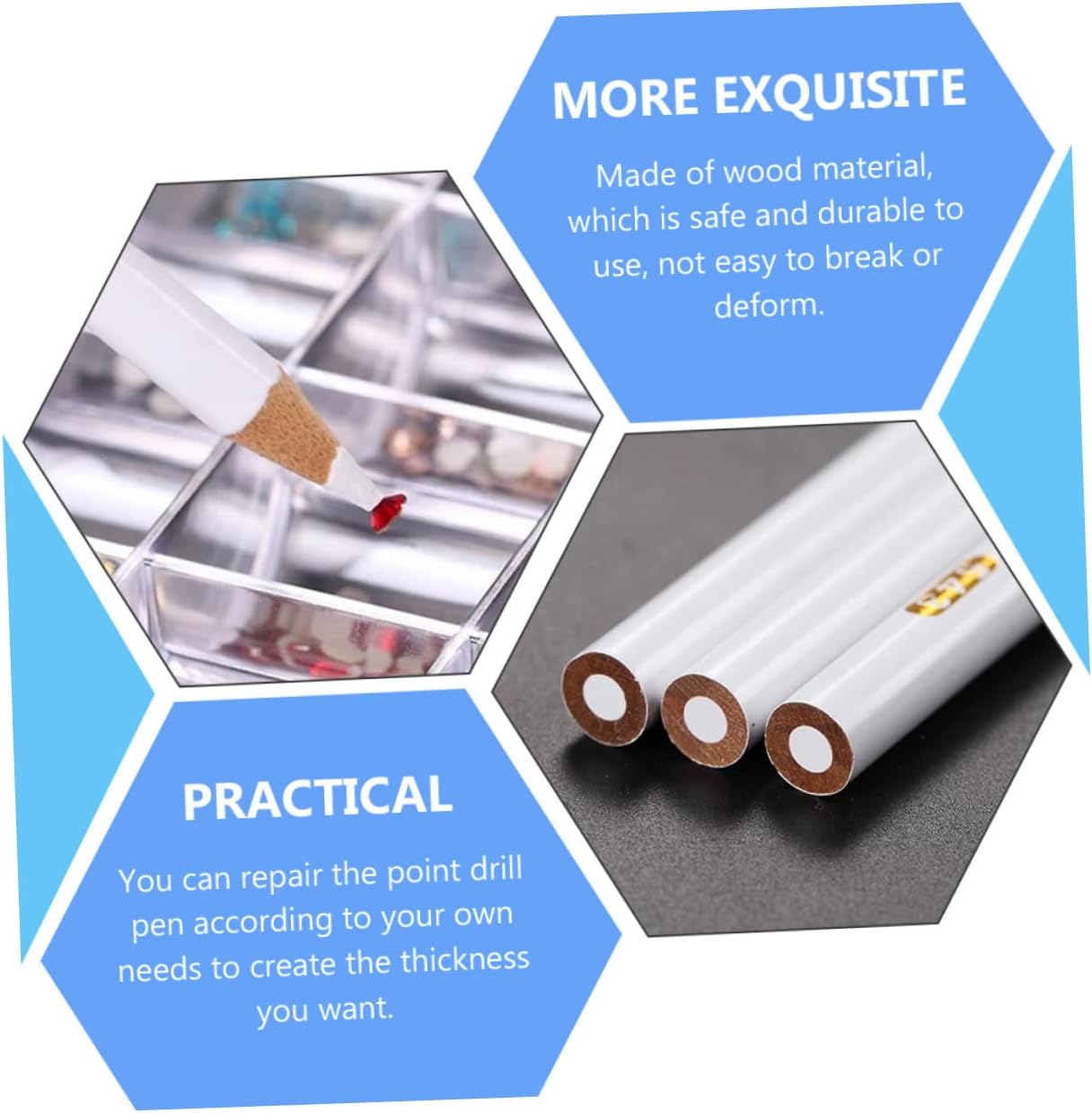 Healvian 12Pcs White Pencil Nail Nail Art Rhinestones Pen Diamond Pen Nail Art Point Pen Nail Art Pencil Nail Point Pen Nail Art Tool Rhinestones Picker image number 6