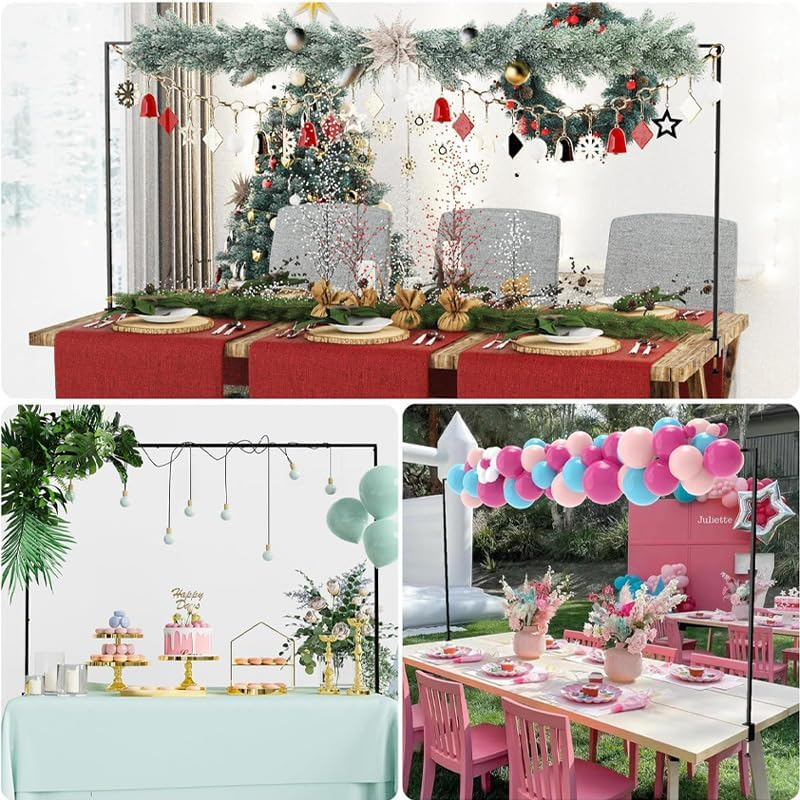 Table Rod Stand with Clamps Adjustable 36.83Cm-120Cm Height 79.24Cm-260Cm Length Black Metal Table Arch Decoration Suitable for Wedding, Birthday, Halloween and Christmas Decoration. image number 4