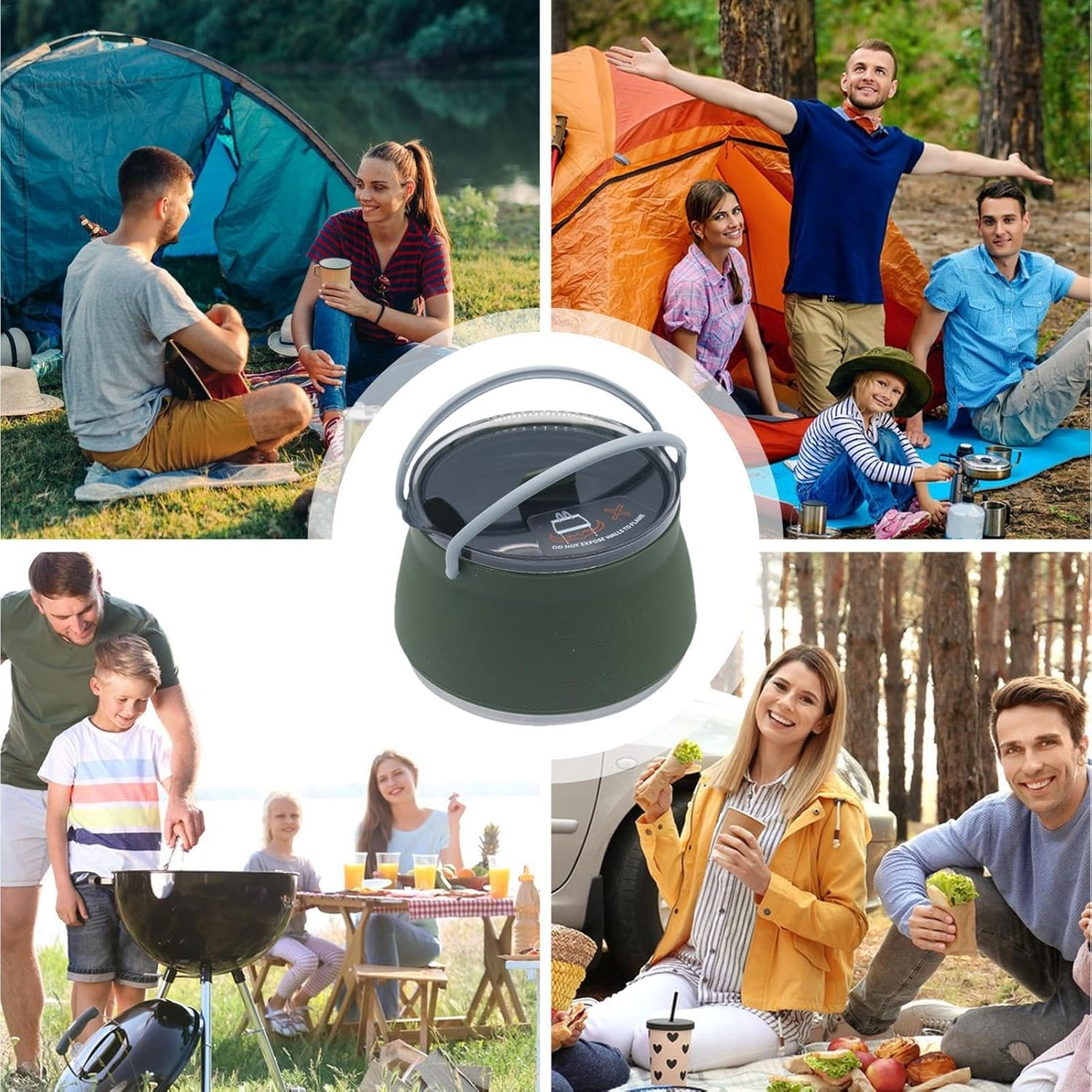 Foldable Water Pot - Outdoor Silicone Camping Kettle - Lightweight Camping Water Boiler, Portable Hiking Camping Kettle for Outdoor Camping, Hiking Use image number 3