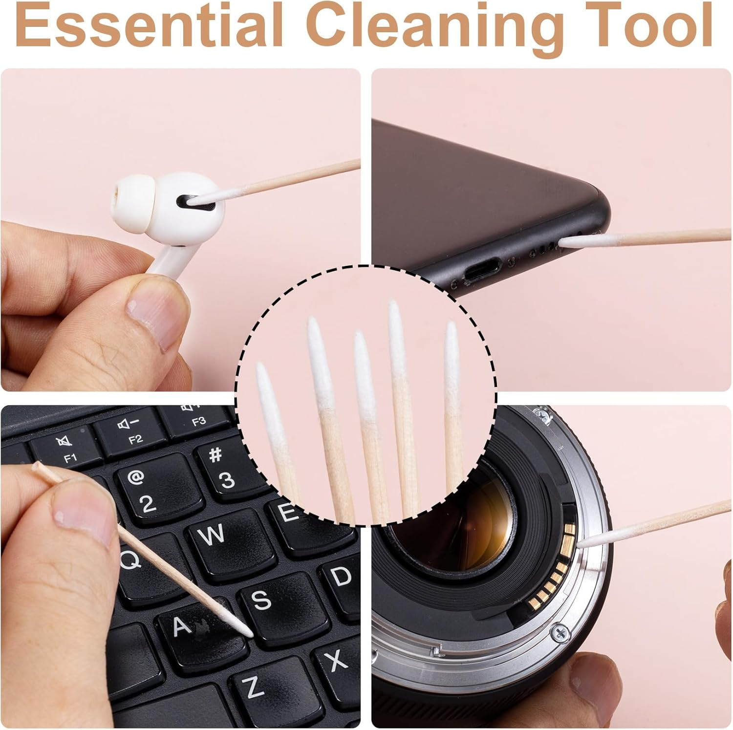 400 Pcs Pointed Cotton Swabs, Cotton Swabs Pointed Tips, Pointed Q Tips, Microblading Cotton Sticks, Precision Tip Cotton Swabs for Nails Clean, Makeup, Eyebrow, Tattoo (2.76'')