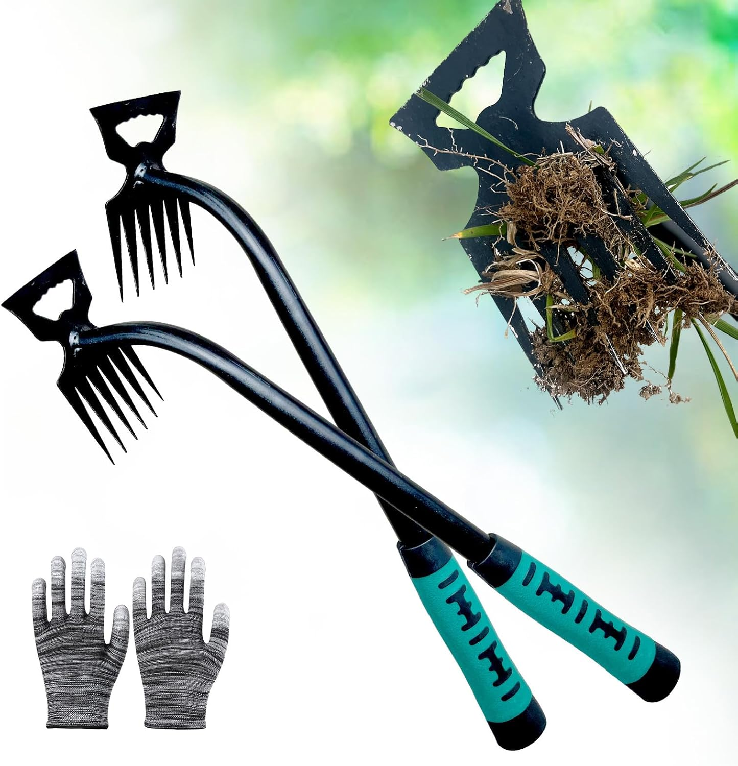 Weed Puller Tool-2Pcs Gardening Hand Weeder Tools, 2024 New Weeding Artifact Uprooting Weeding Tool, Manganese Steel Weed Removal Tool, 6 Teethes Dual Purpose Manual Weed Pulling Tool for Yard Gardenl image number 4