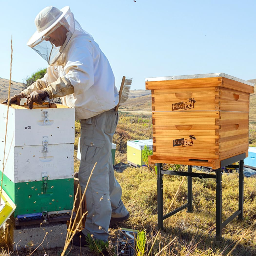 Maybee Adjustable Metal Bee Hive Stand, Adjustable Height(16.1&rdquo;-20.9&rdquo;) Hive Stand, Adjustable Width(15&rdquo;-19&rdquo;) Bee Hive Frame Stands Hive Stand Frame image number 6