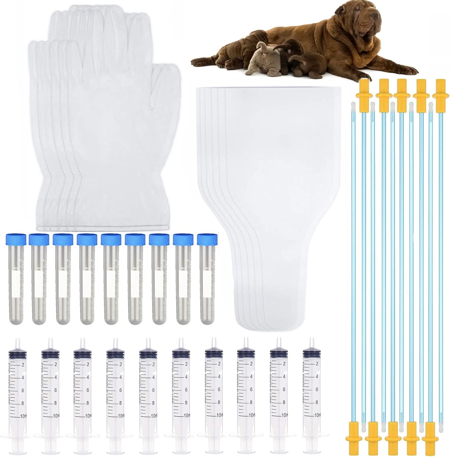 BOW CALICO 10 Set Canine Breeding Kit,Dog Breeding Supplies,Pet Artificial Insemination Kit,Dog Breeding Kit for Small and Medium Pets image number 1