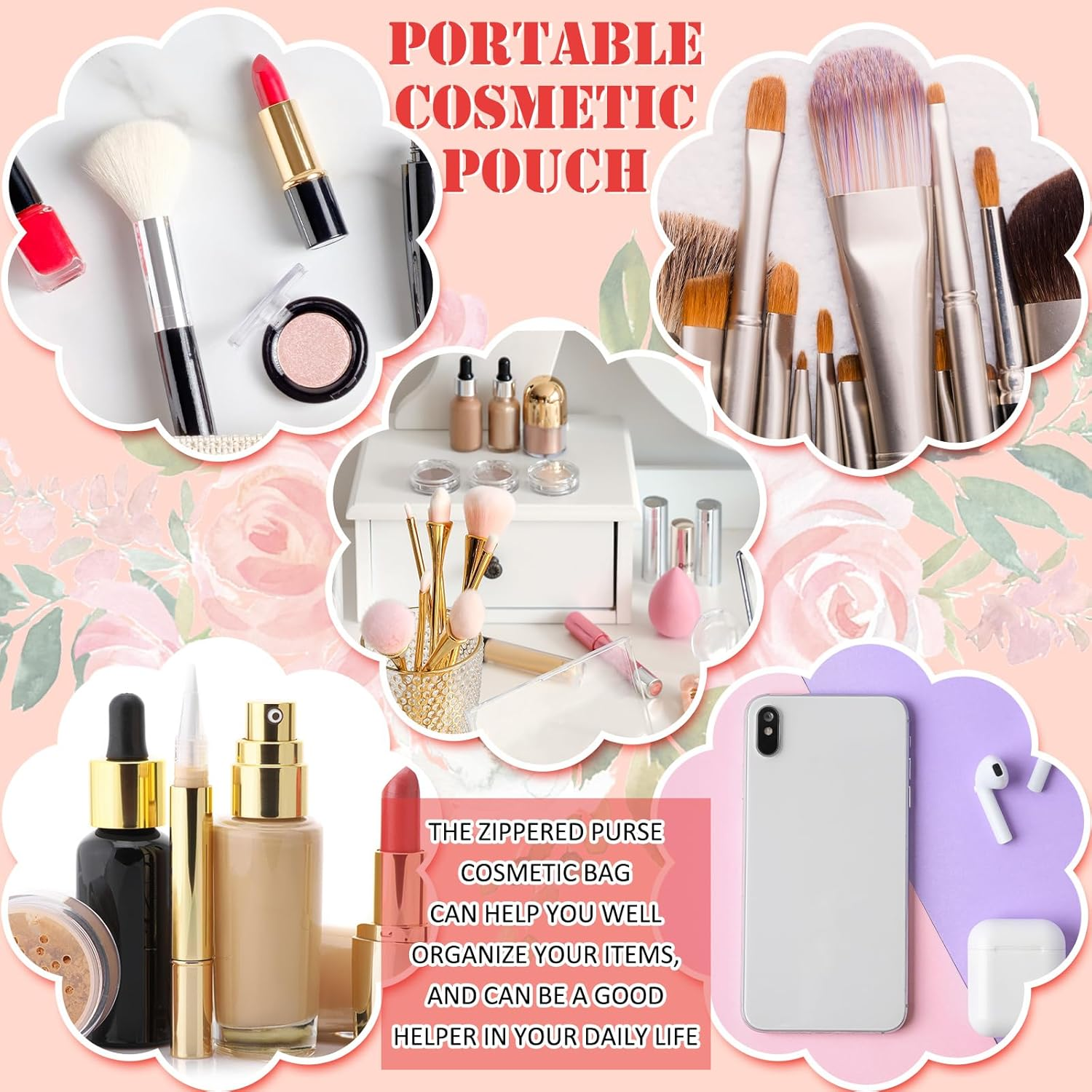 Pinkunn 16 Pcs Valentines Canvas Makeup Bags Bulk Inspirational Christian Women Religious Galentine Gifts Inspirational Bible Verse Pencil Pouch Makeup Bags with Zipper for Travel, as Shown in Picture image number 6