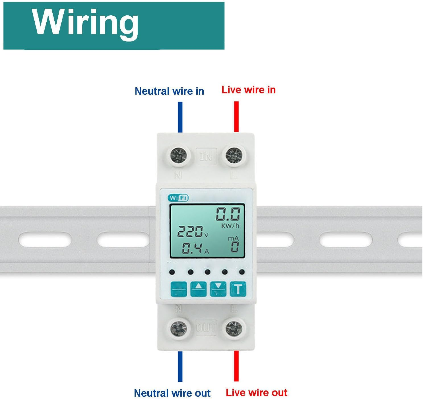 Luocute Wifi Smart Power Meter, 63A Energy Monitor Switch Meter with LCD Display, APP Remote Control, Schedule & Timer Function, Voltage Current Leakage Guard for Home image number 4