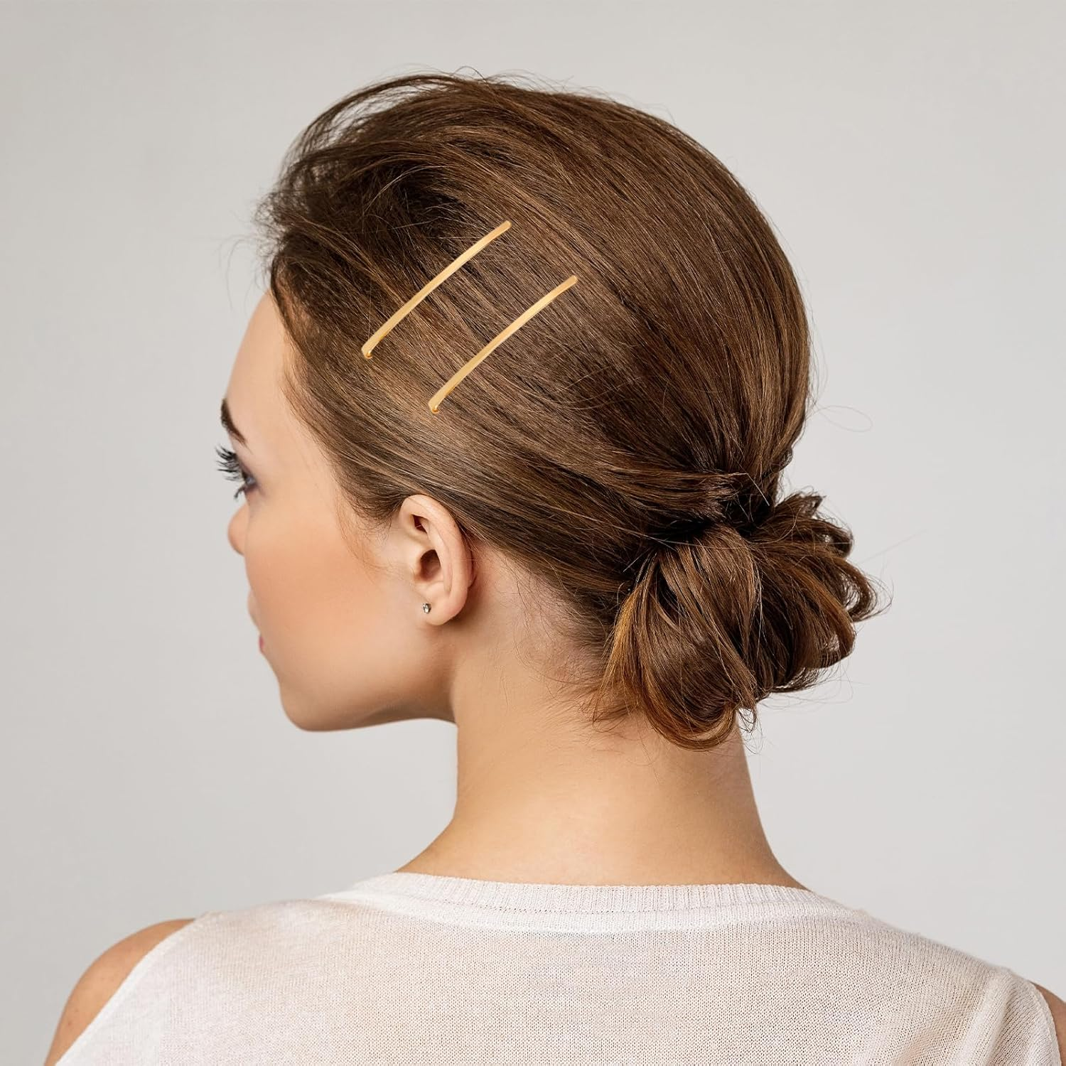 Pack of 50 Gold Hair Pins, Long Flat Bobby Pins, Blonde, Metal Hair Clips, Large, Hair Clip, Bobby Pin, Golden Jumbo Hair Clips, for Thick Bun, Updo Hairstyles, Women, Girls, All Hair Types image number 4