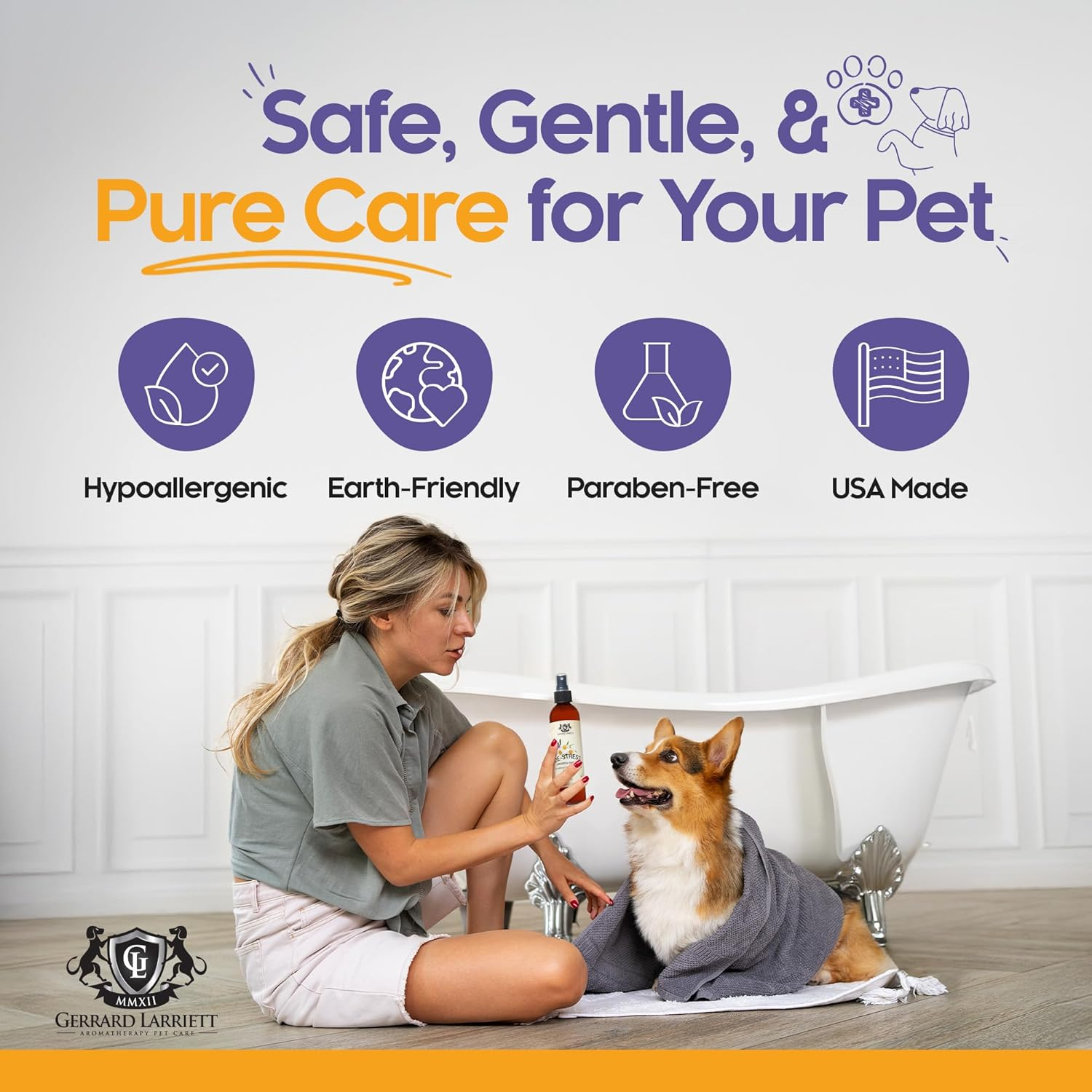 Lavender & Chamomile Aromatherapy Freshening & Shining Spray for Pets, Dog Grooming Spray & Pet Odor Eliminator - 8 FL OZ (236 Ml) image number 3