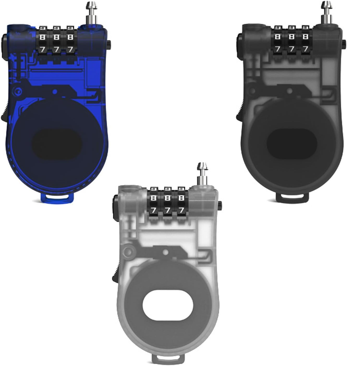 Maizoon 3-Digit Combination Lock with Retractable Cable Adjustable Length up to 1M/3.28Ft Easy to Use Password Reset Button Suitable for Travel Bag Gym Lockers Filing Cabinets 3 Pack